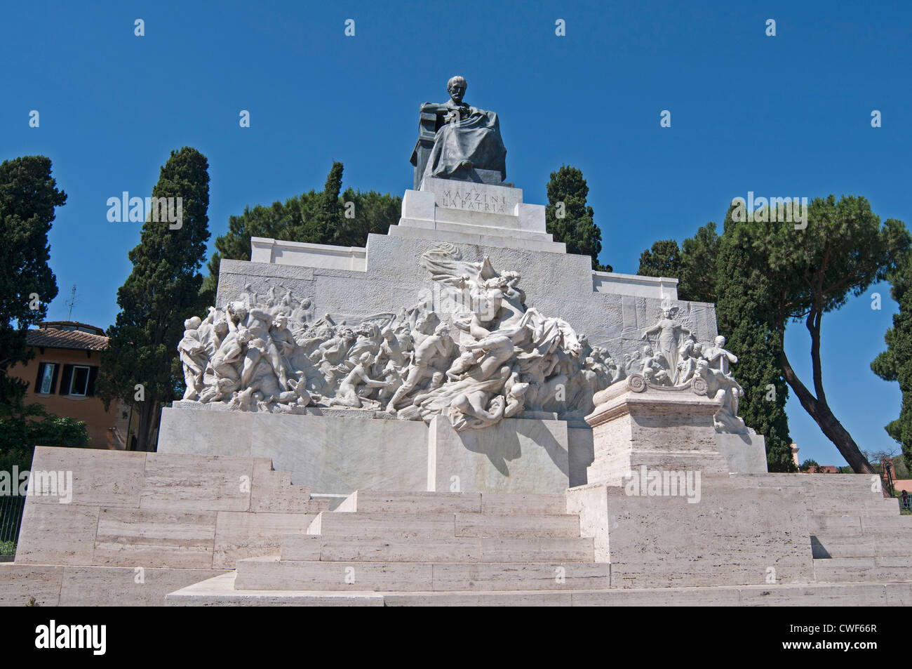 Statue of Giuseppe Mazzini Monument in Piazzale Ugo La Malfa, Rome Italy, Europe Stock Photo