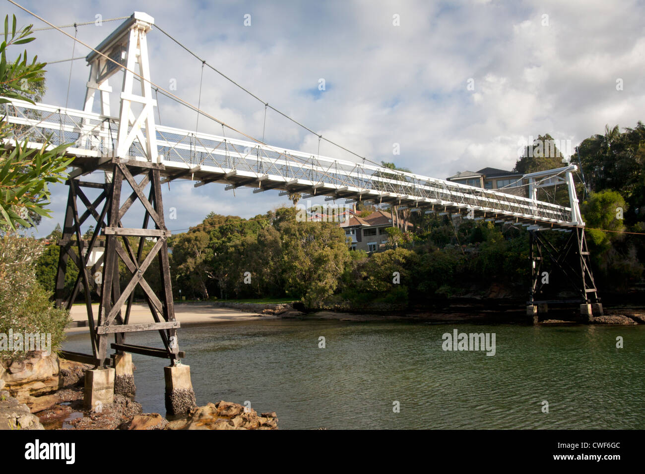 Parsley Bay beach and suspension bridge Sydney Harbour National Park