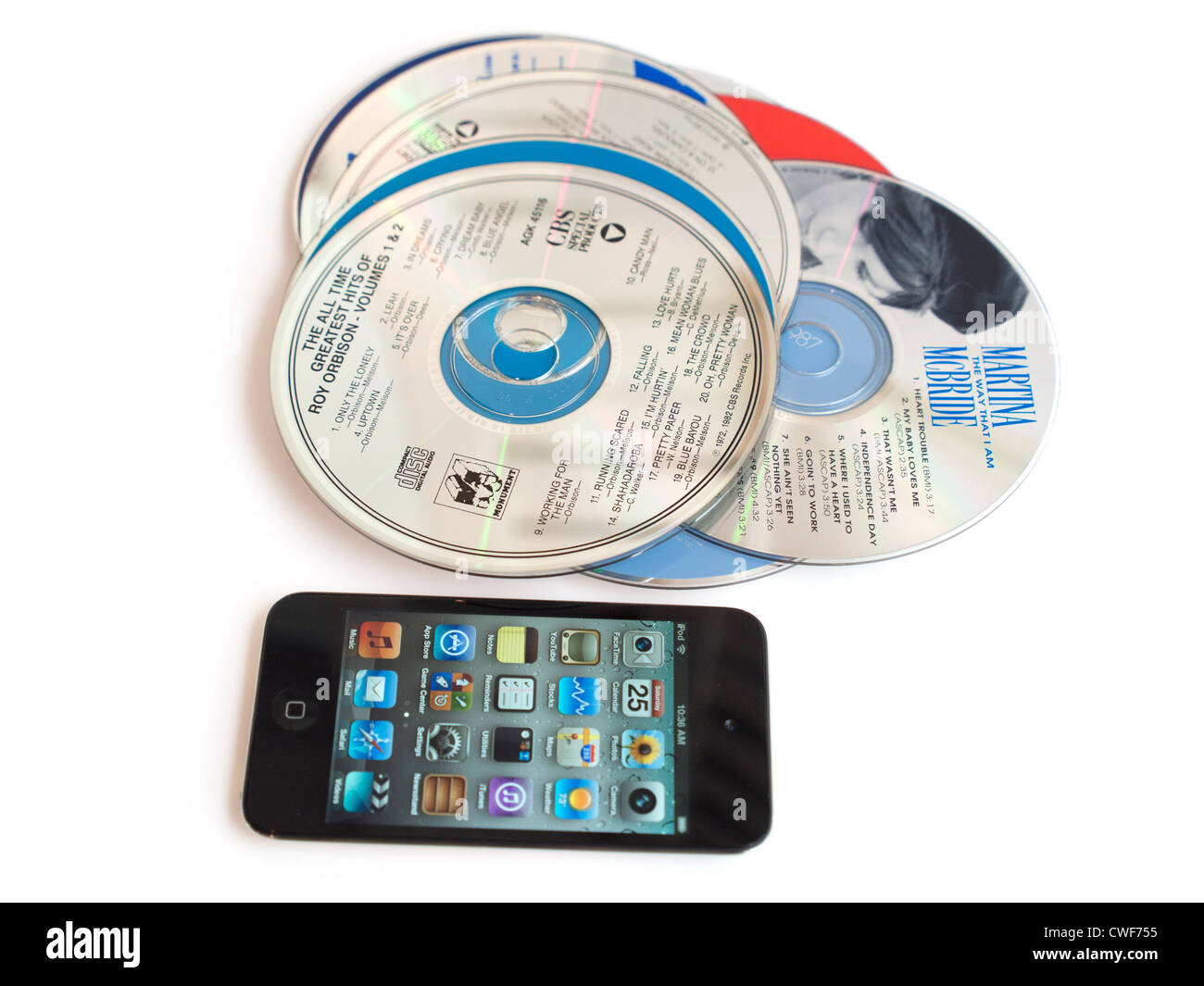 Music CDs and iPod Stock Photo