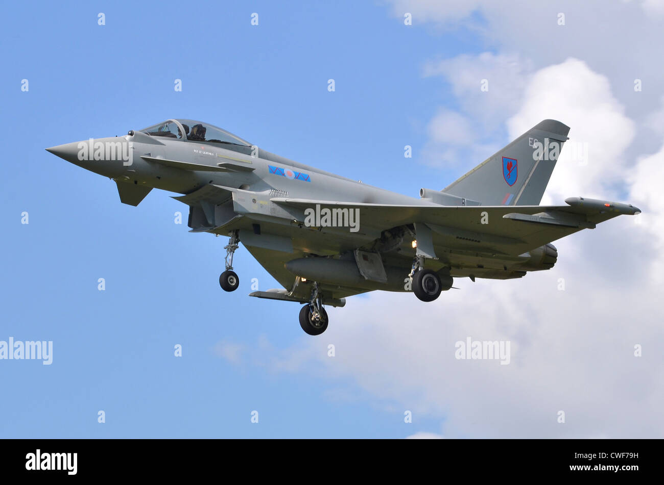 Eurofighter Typhoon FGR4 aircraft operated by the RAF on approach for landing at RAF Fairford Stock Photo