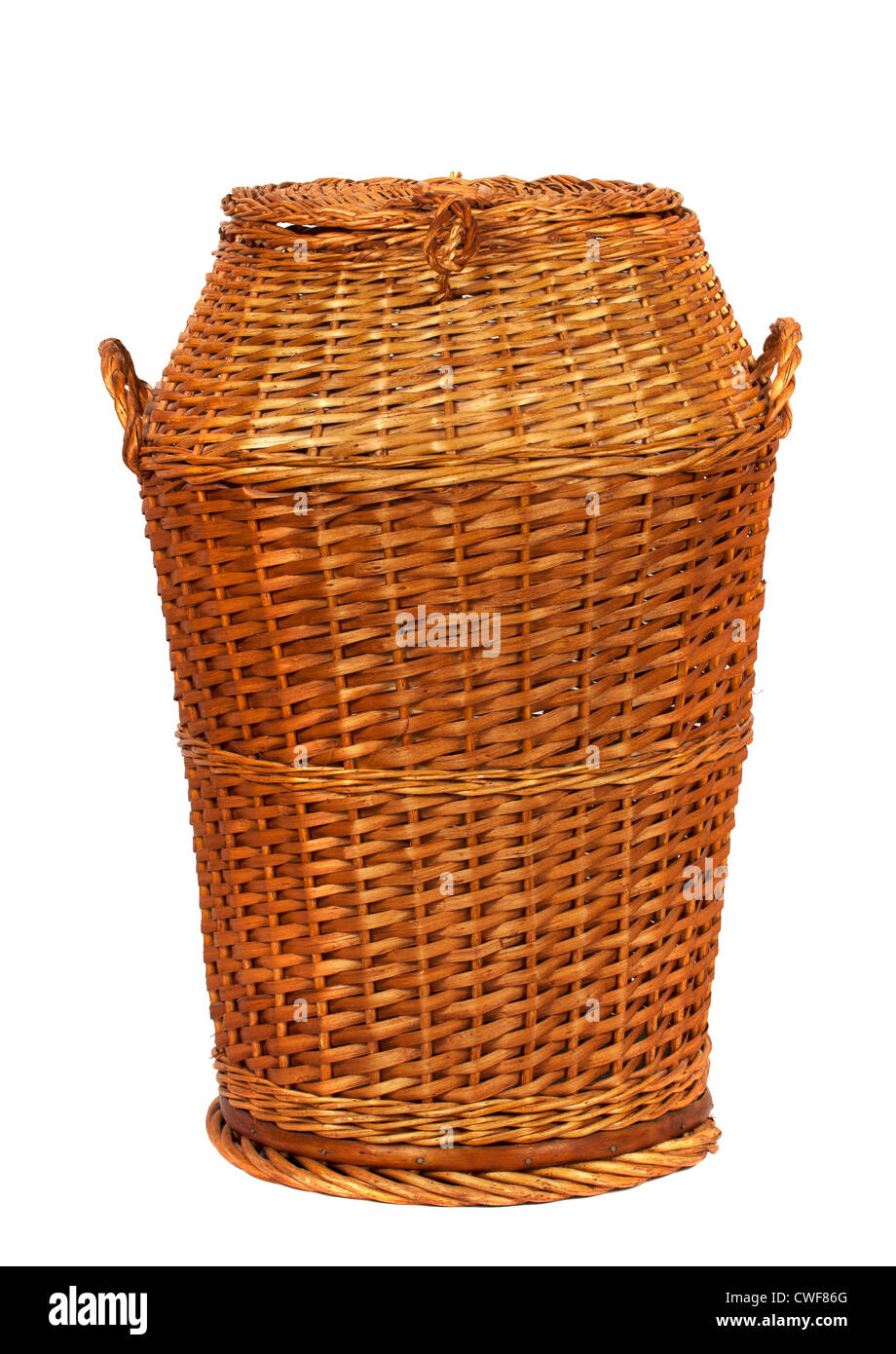 Wicker laundry basket or Hamper over white background Stock Photo Alamy