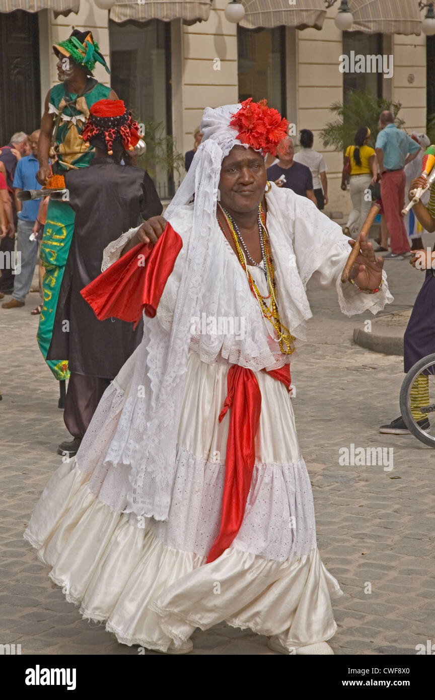 CUBA, Havana, dancing lady with cigar Stock Photo
