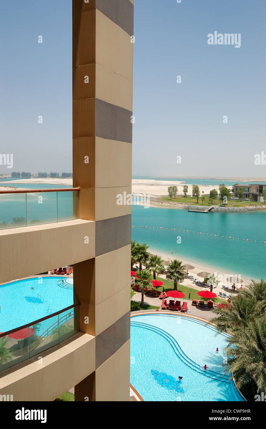 View on a beach of the luxury hotel, Abu Dhabi, UAE Stock Photo