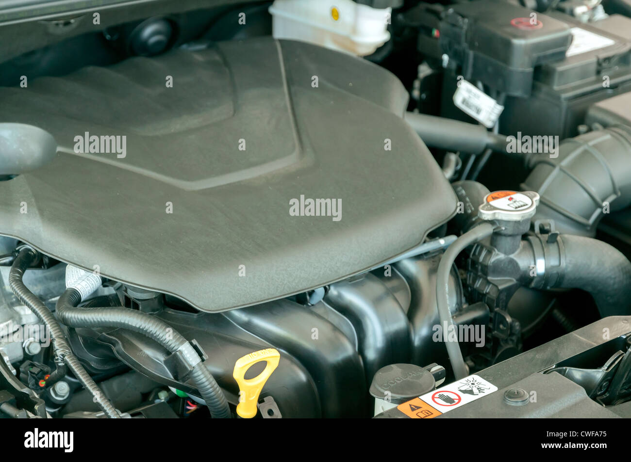 Engine, look under the hood of a car Stock Photo Alamy
