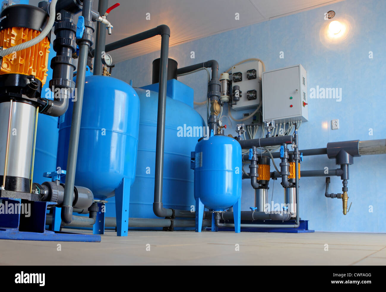 Swimming pool filtration and ionizer system Stock Photo Alamy