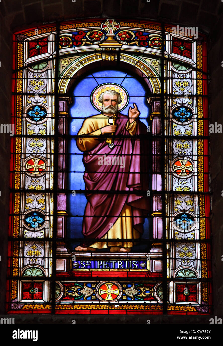 Window Peprus Window with St. Petrus in the Cathedral of San Salvador, Jerez de la ...