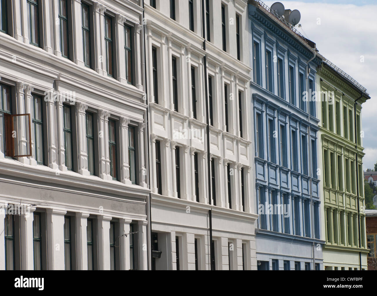 Row of apartment blocks from ca 1900 in Vålerenga Oslo Norway Stock Photo