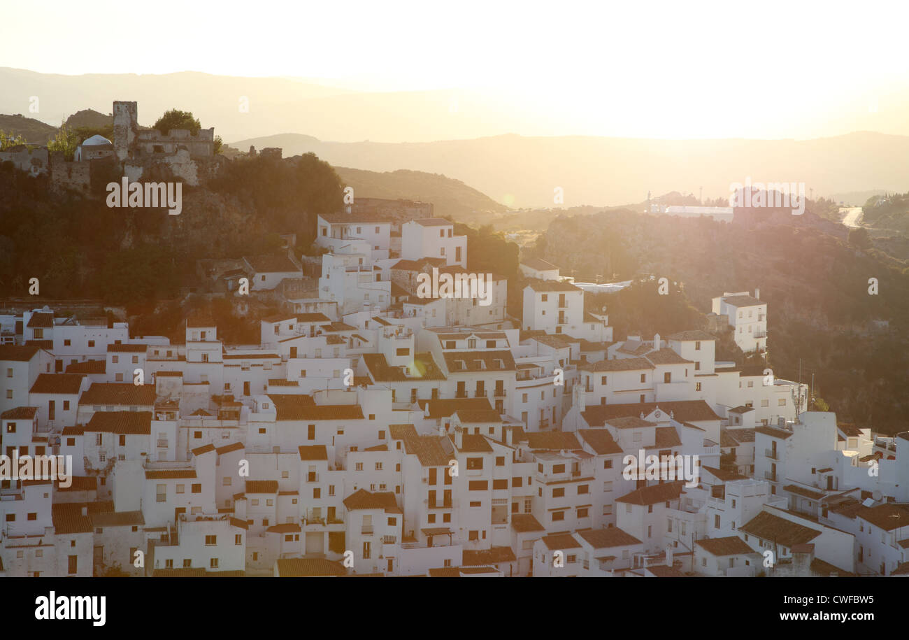 Village Casares at sunset. Costa del Sol, Andalusia Spain Stock Photo ...