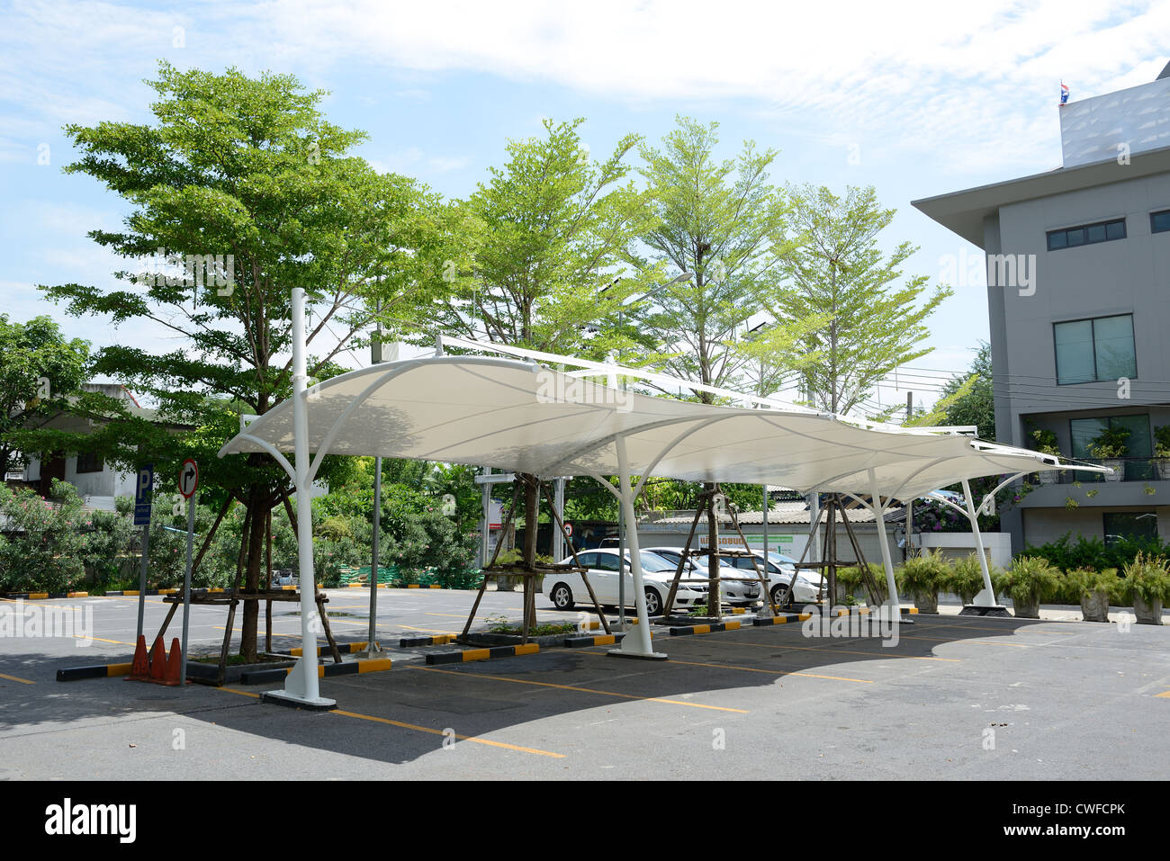 The empty modern design car parking lot Stock Photo