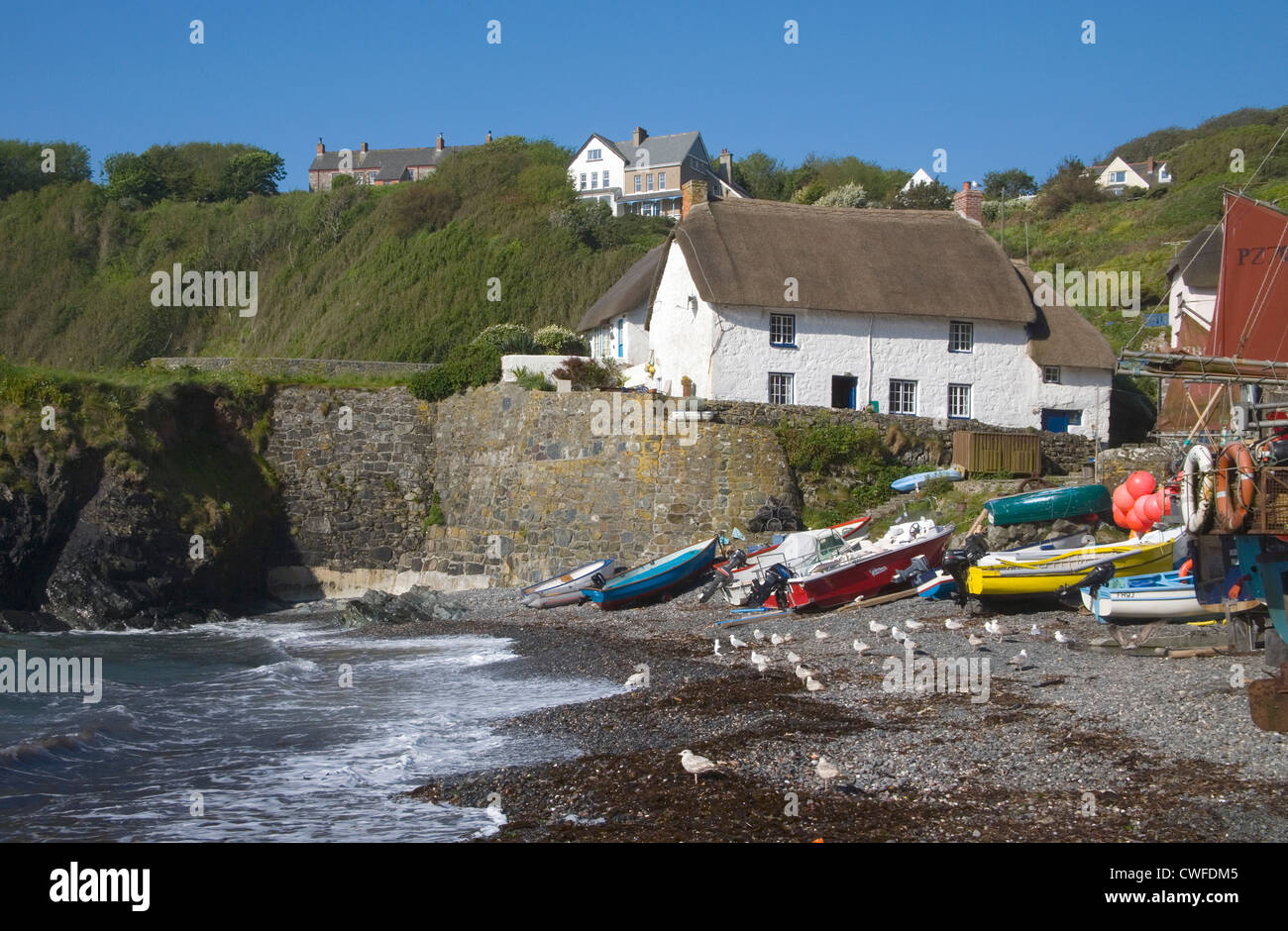 the small fishing village of cadgwith on the lizard in cornwall Stock Photo