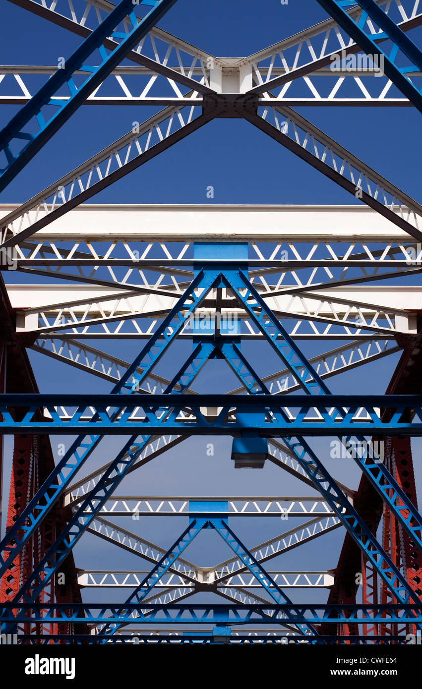 The steel girders of swing bridge Huron Basin Salford Quays Greater