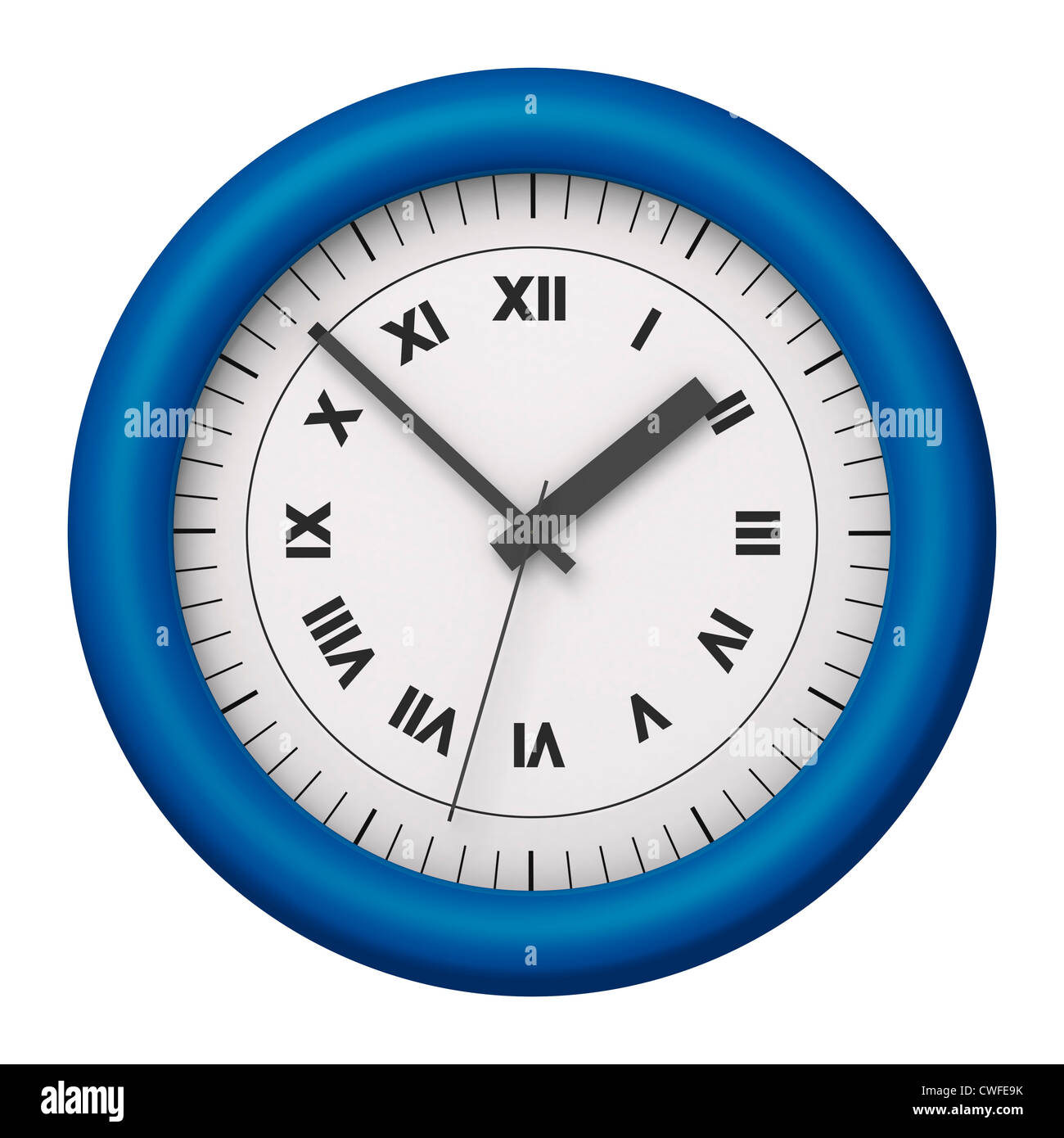 Wall clock isolated on white background with Roman numerals Stock Photo