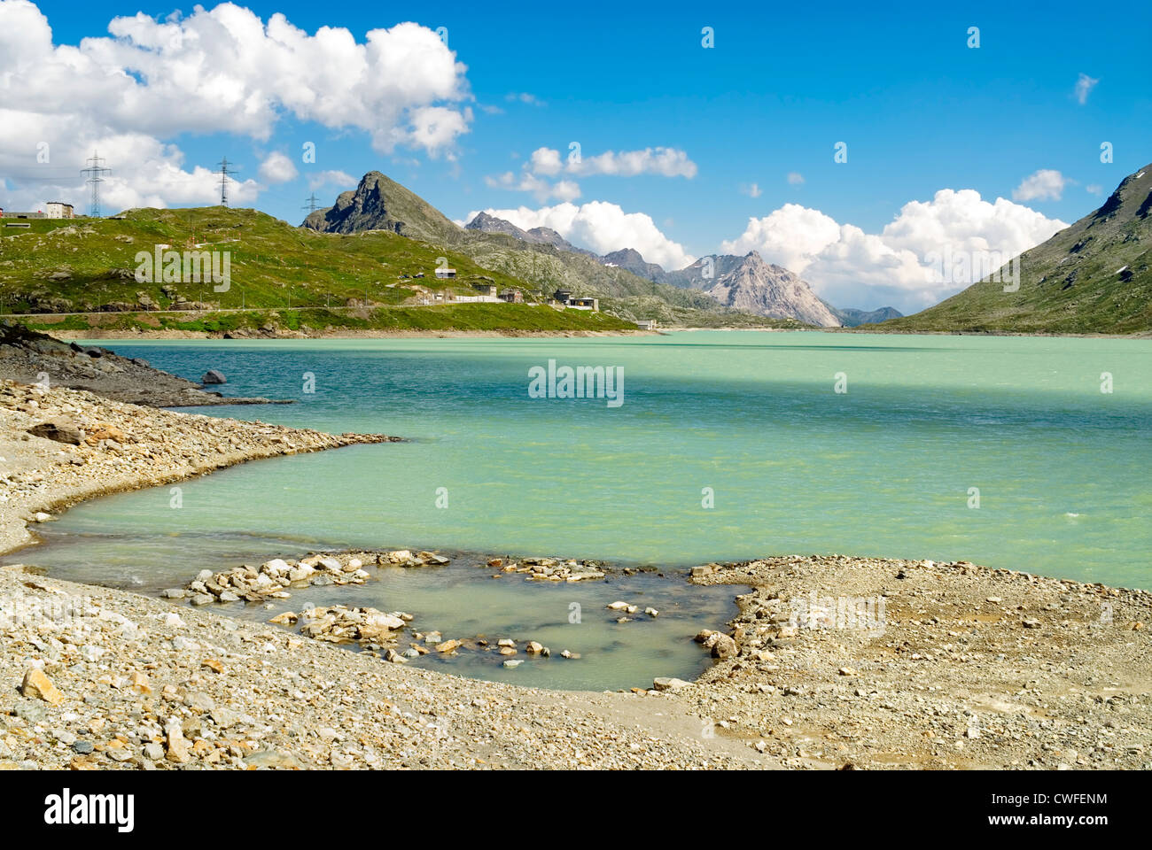 Lago Bianco, Bernina Pass, Swiss Alps, Switzerland | Lago Bianco am Bernina Pass, schweizer Alpen, Schweiz Stock Photo