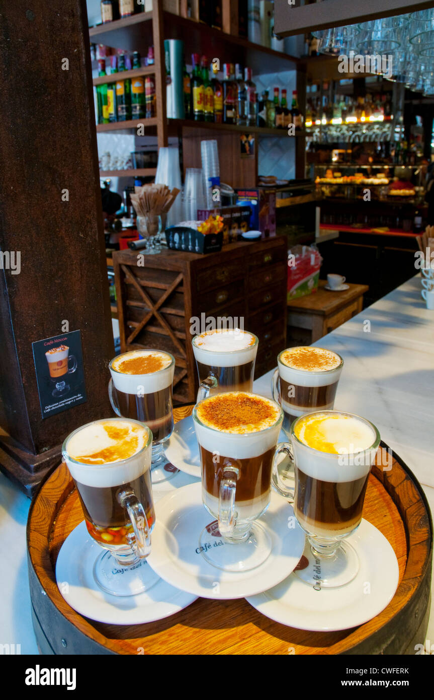 Assorted coffees. San Miguel market, Madrid, Spain. Stock Photo