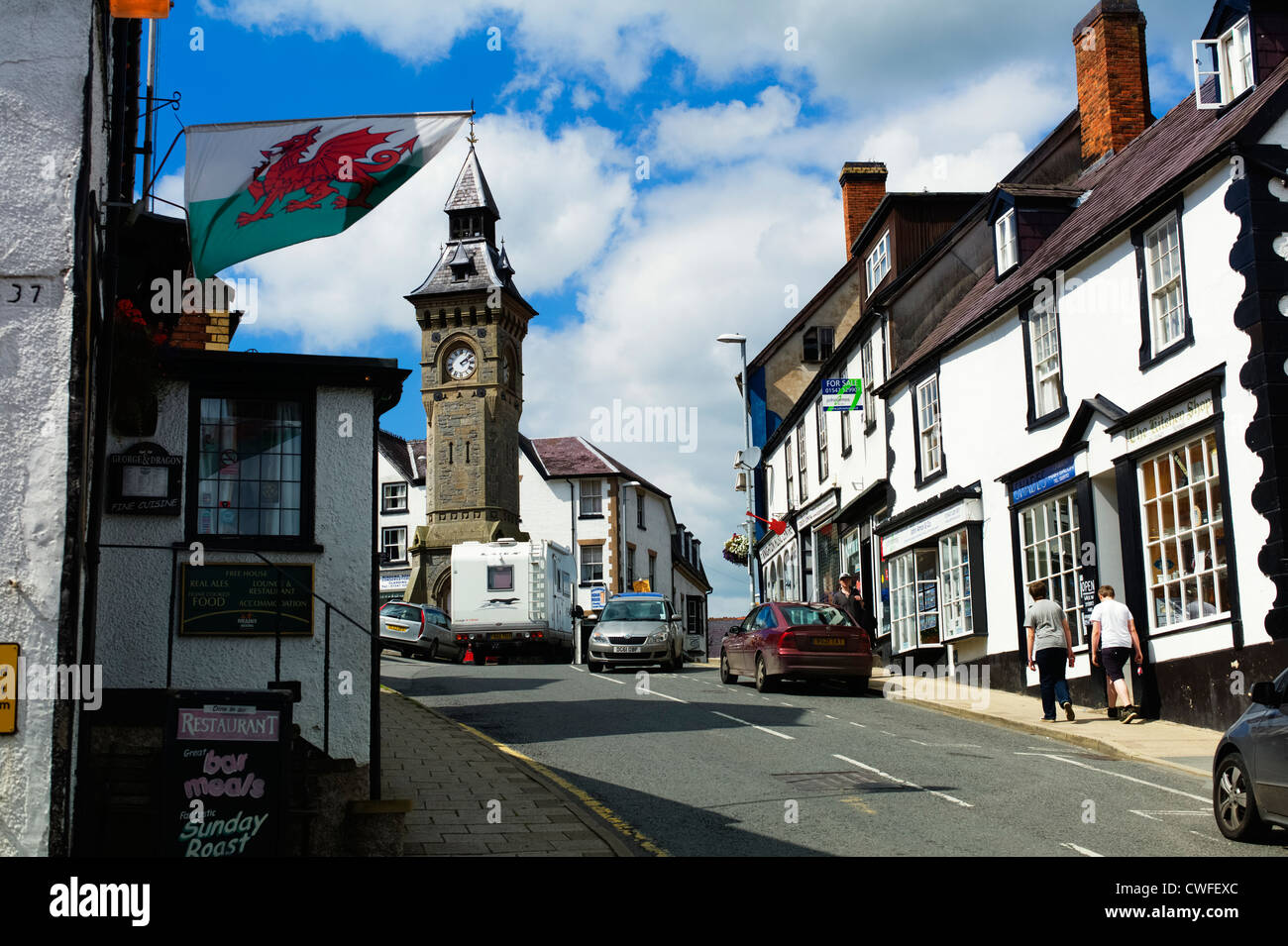 Broad Street Knighton Powys Wales Stock Photo