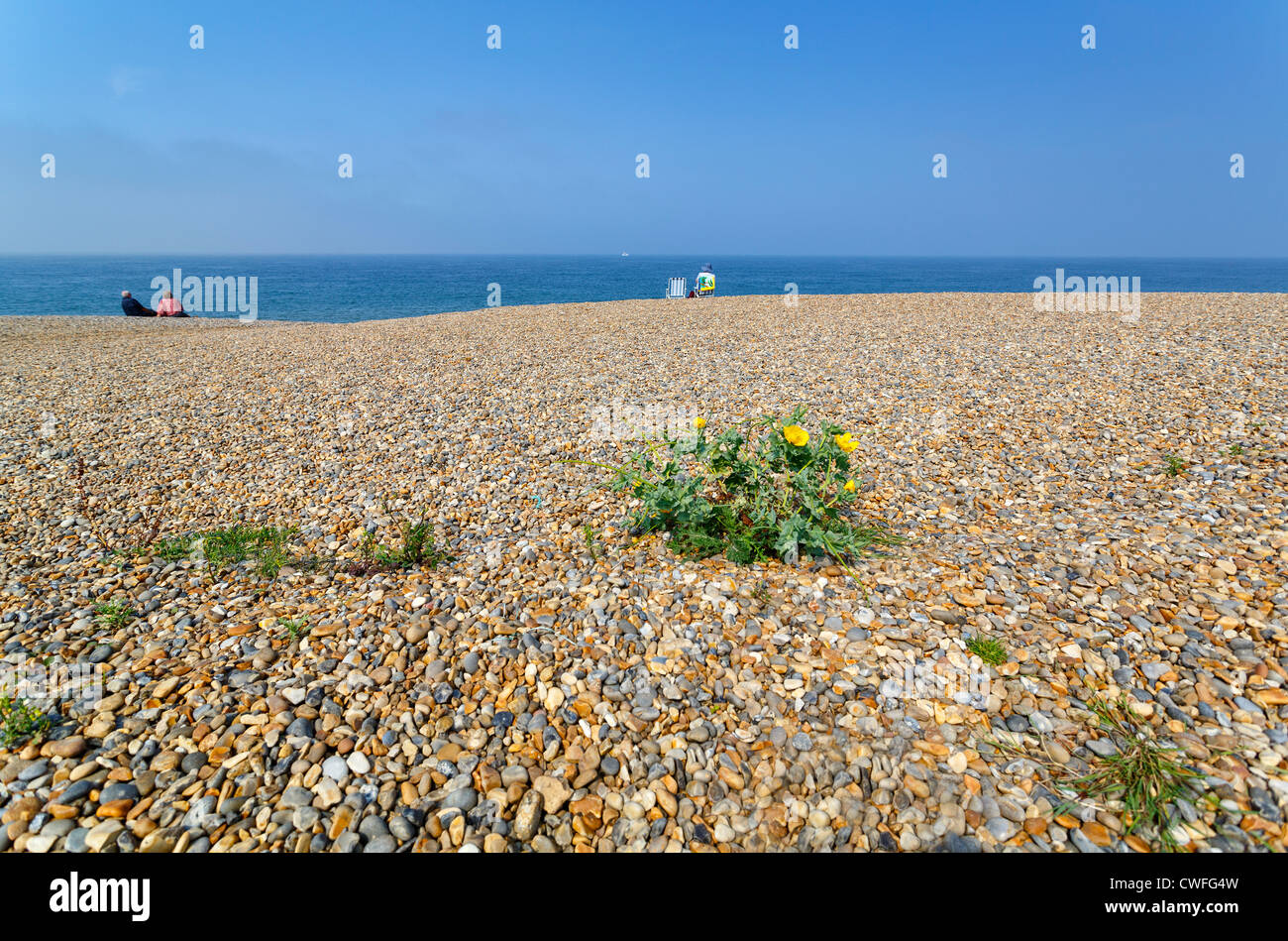 People relaxing on the holiday beach at Weybourne on the 'North Norfolk' coast, UK Stock Photo