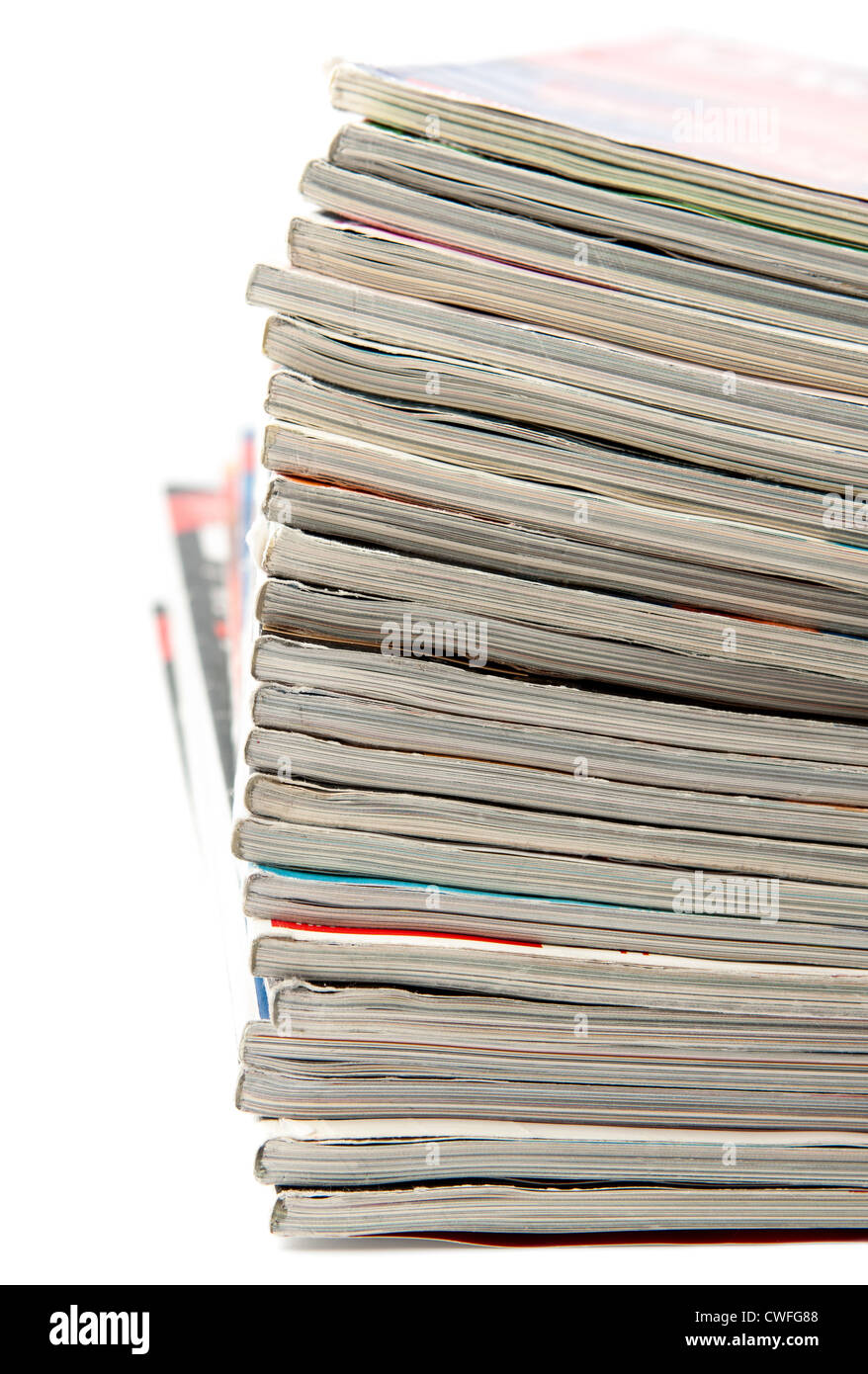 Stack of old magazines Stock Photo Alamy