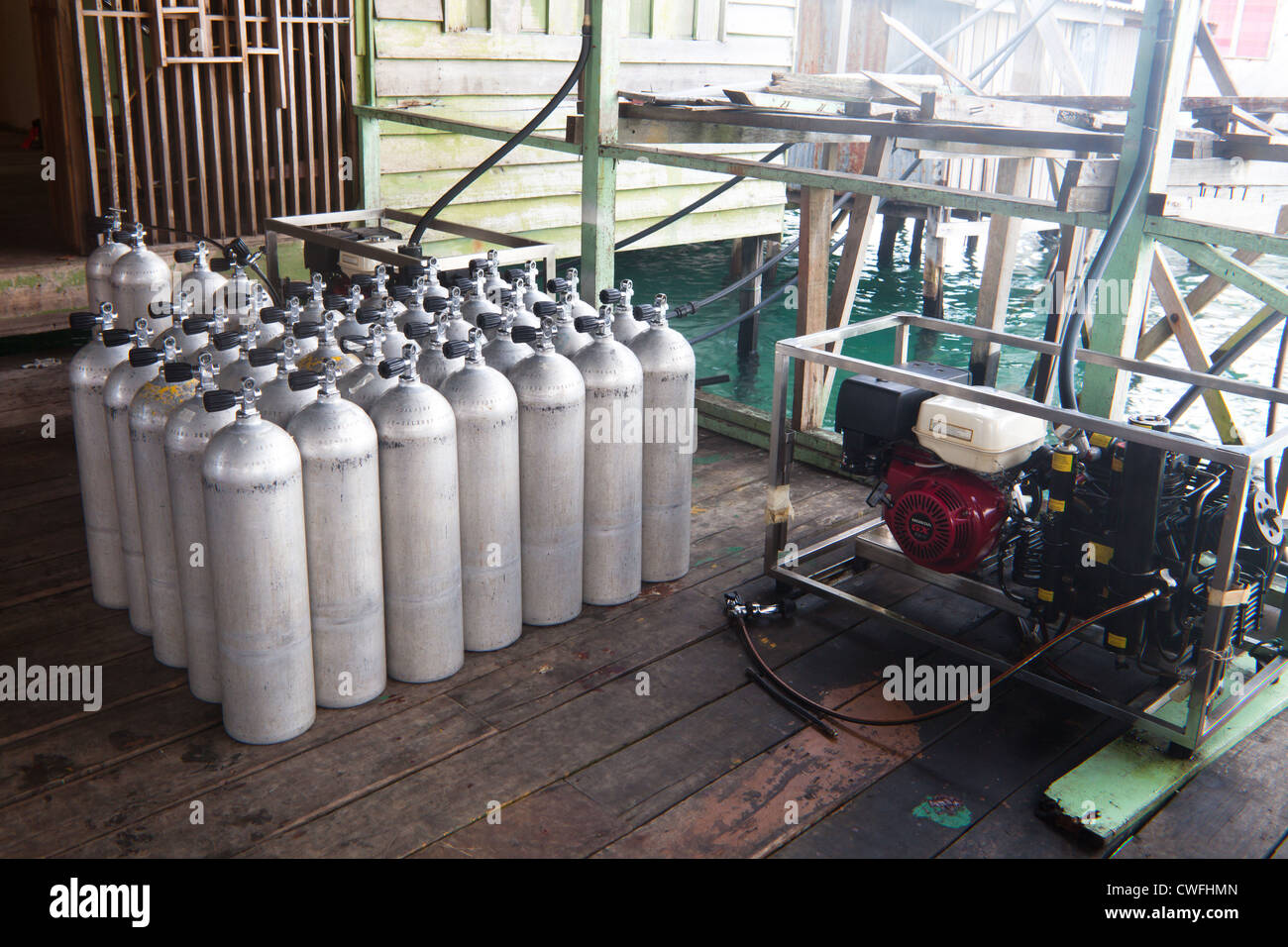 Scuba diving air tank prepared Stock Photo Alamy