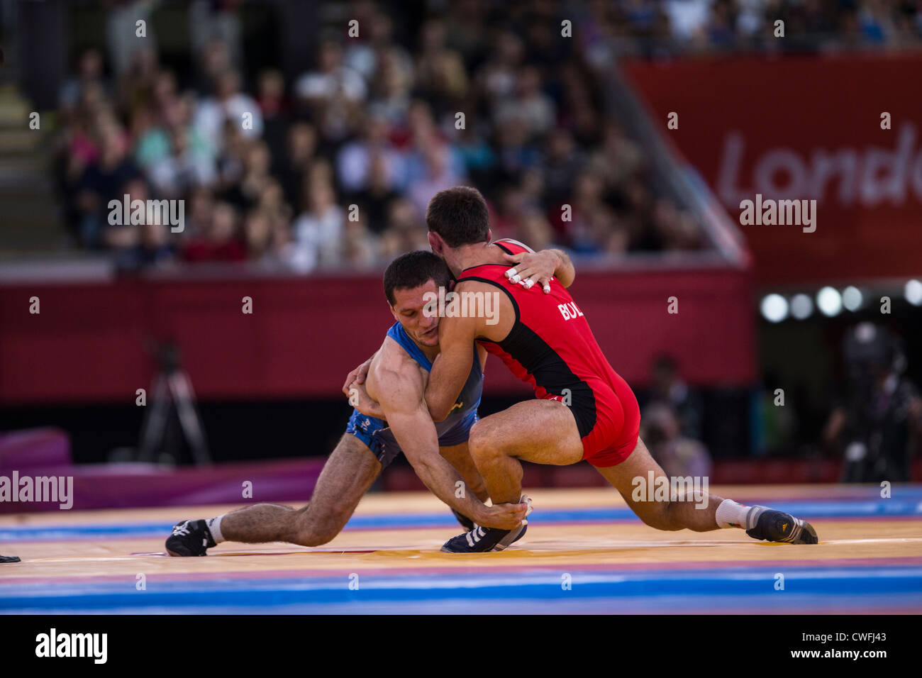 Men's 55kg Freestyle Wrestling at t he Olympic Summer Games, London 2012 Stock Photo