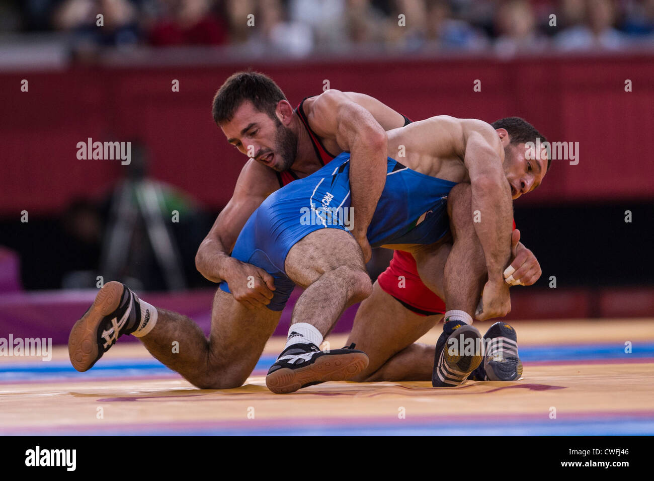 Men's 55kg Freestyle Wrestling at t he Olympic Summer Games, London 2012 Stock Photo