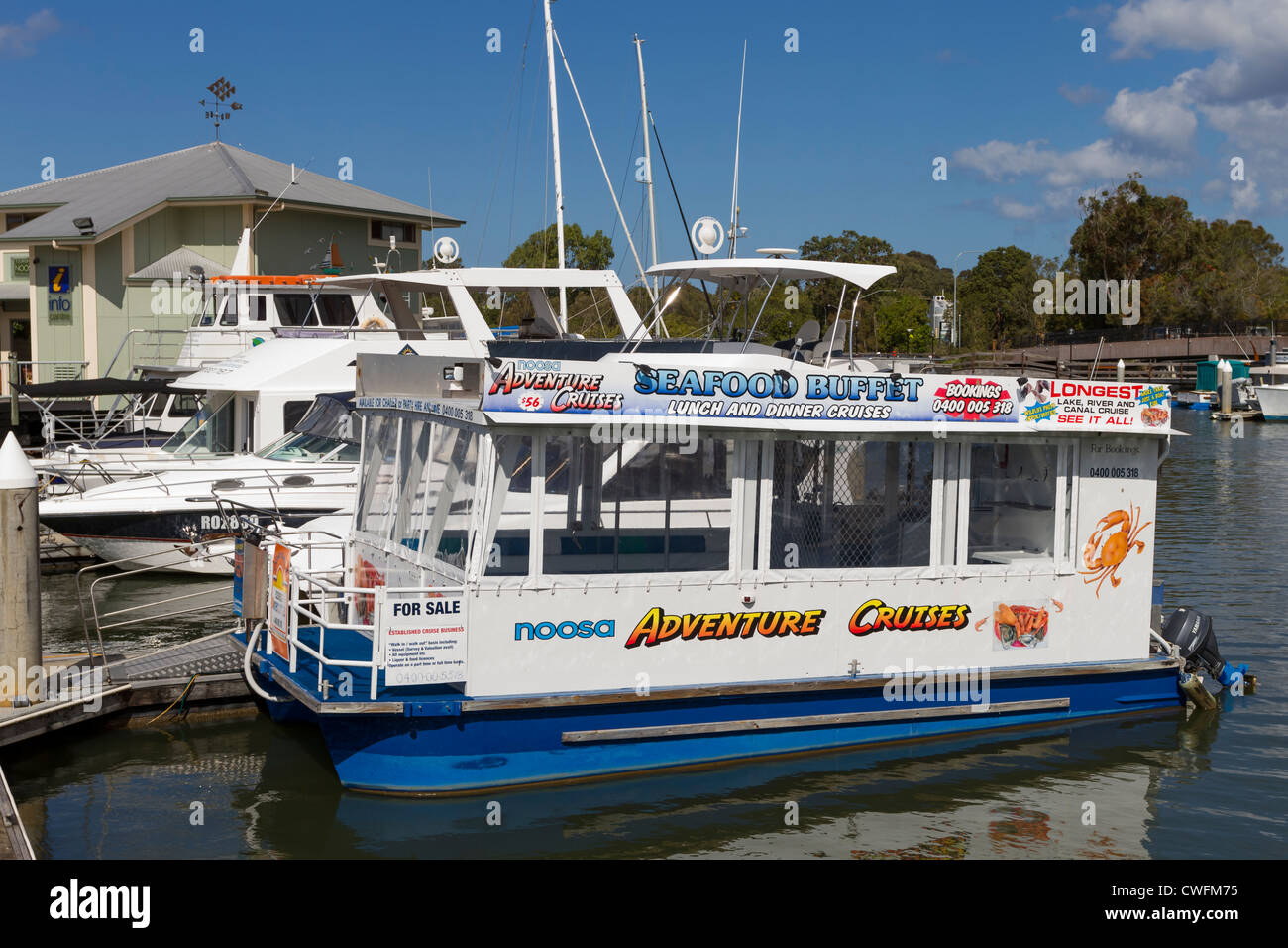 River tourist cruise boat on Noosa River at Tewantin, Sunshine Coast