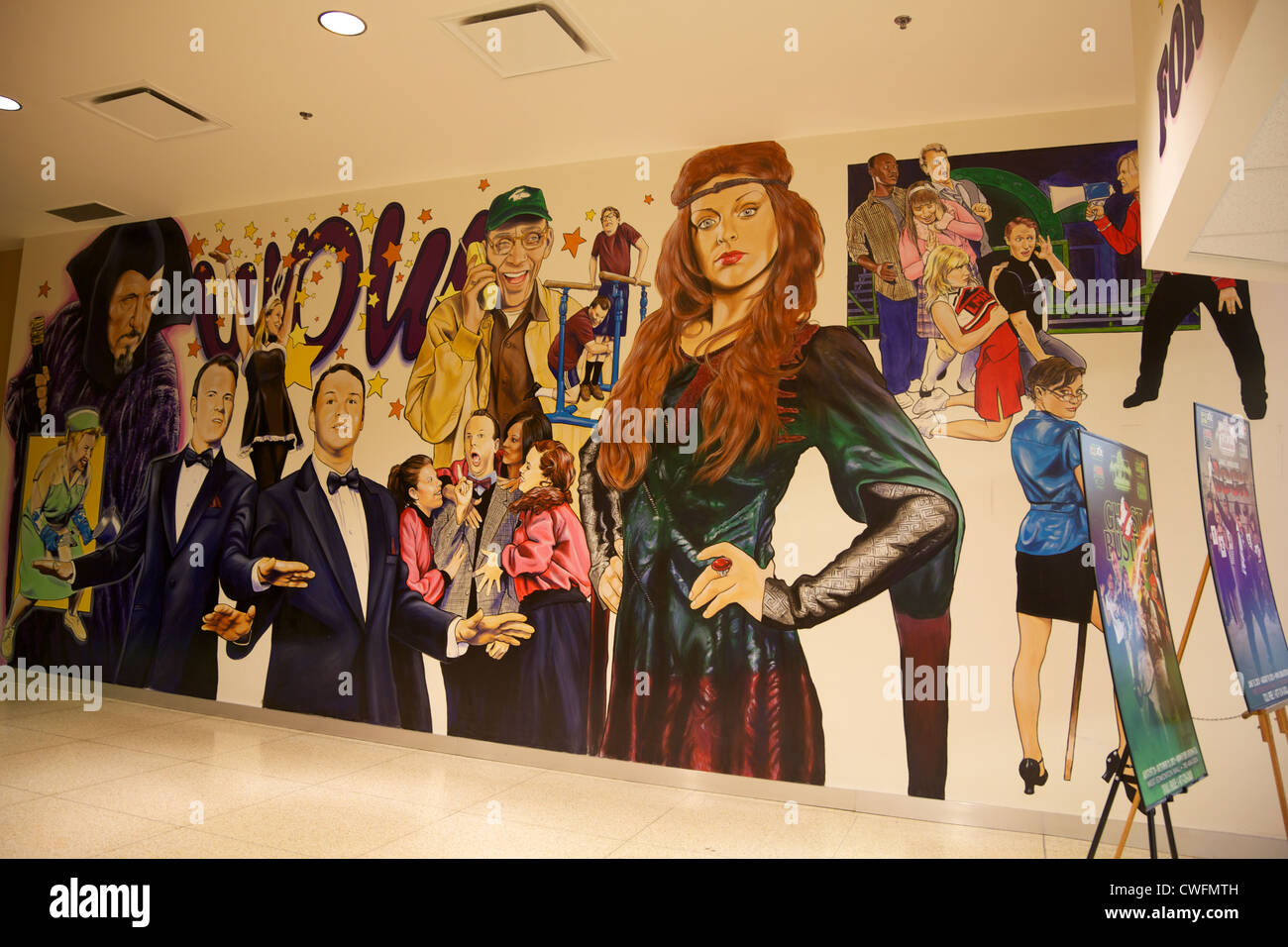 Wall paintings of movie stars at the theater at West Edmonton mall in Alberta, Canada Stock Photo