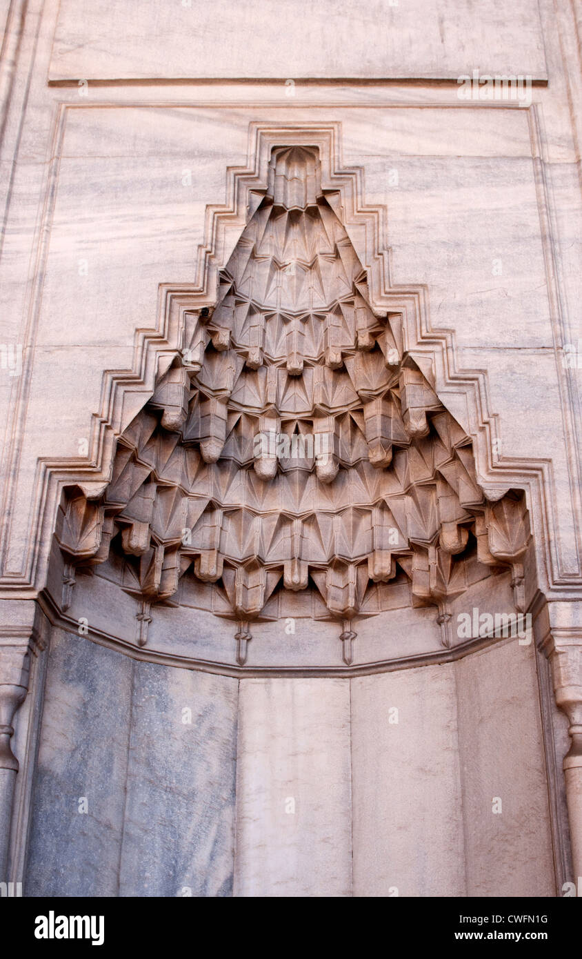 Portal stalactites, the Blue Mosque, Sultanahmet, Istanbul, Turkey Stock Photo