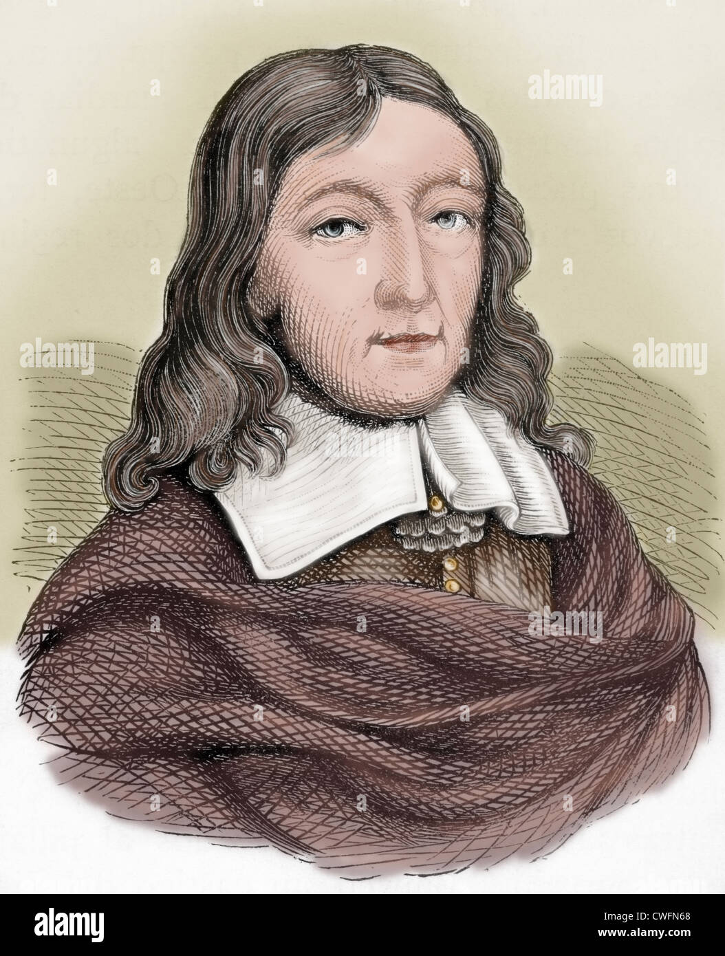 John Milton (16081674). British poet. Colored engraving. 19th century
