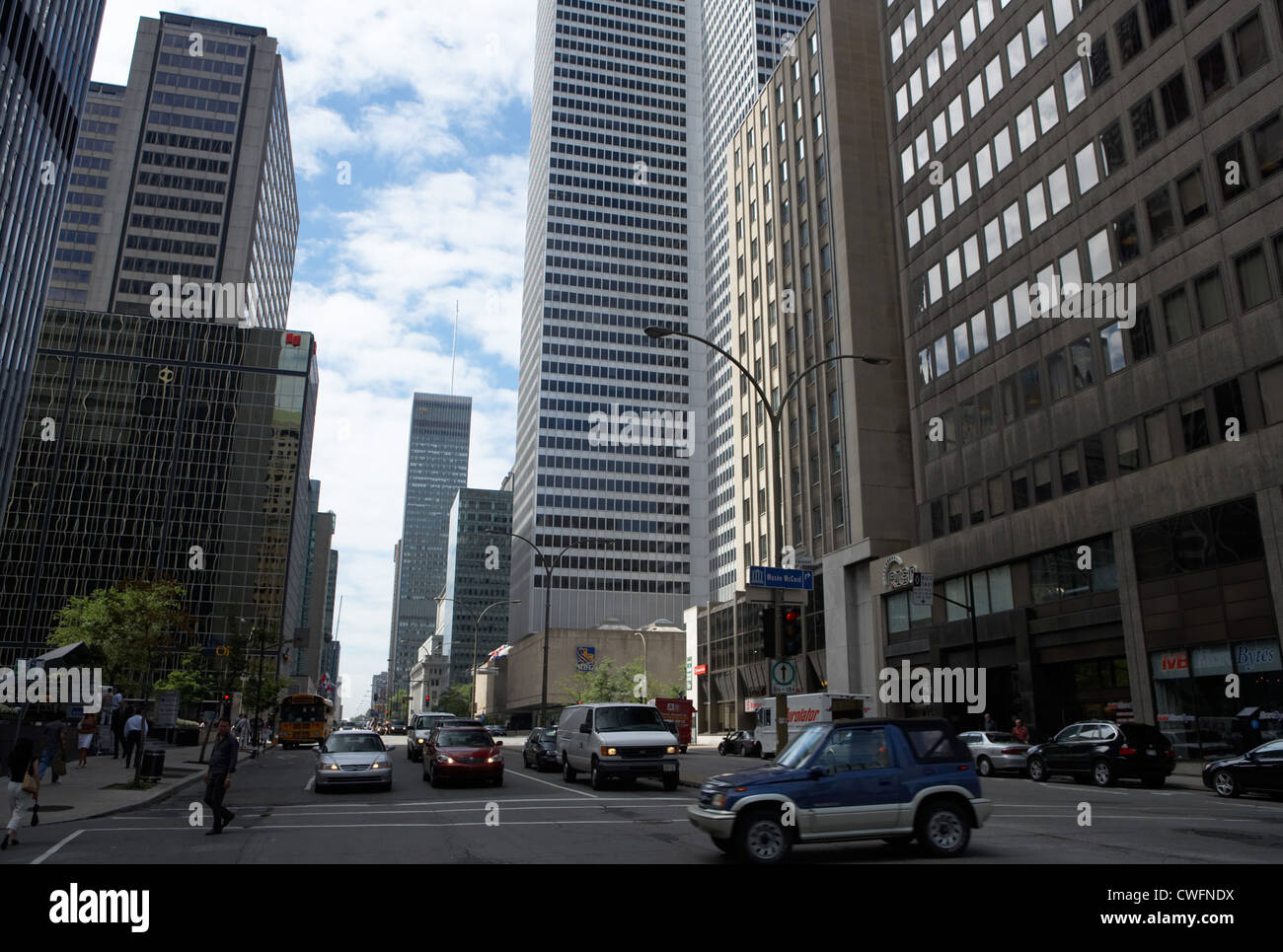 Montreal - Between the skyscrapers on Boulevard Rene-Levesque Stock Photo