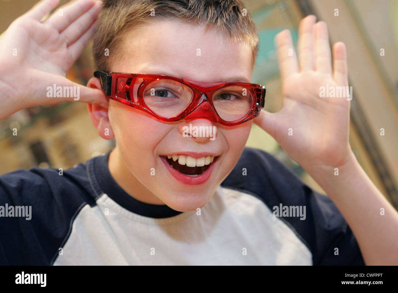 Child with sports eyewear Stock Photo