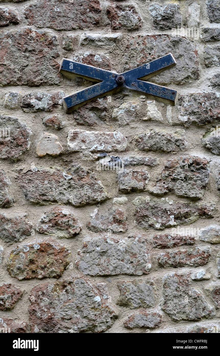 Denial of access, computer security / firewall concept. Stone building wall / detail of weathered stonework - Wiltshire Stock Photo