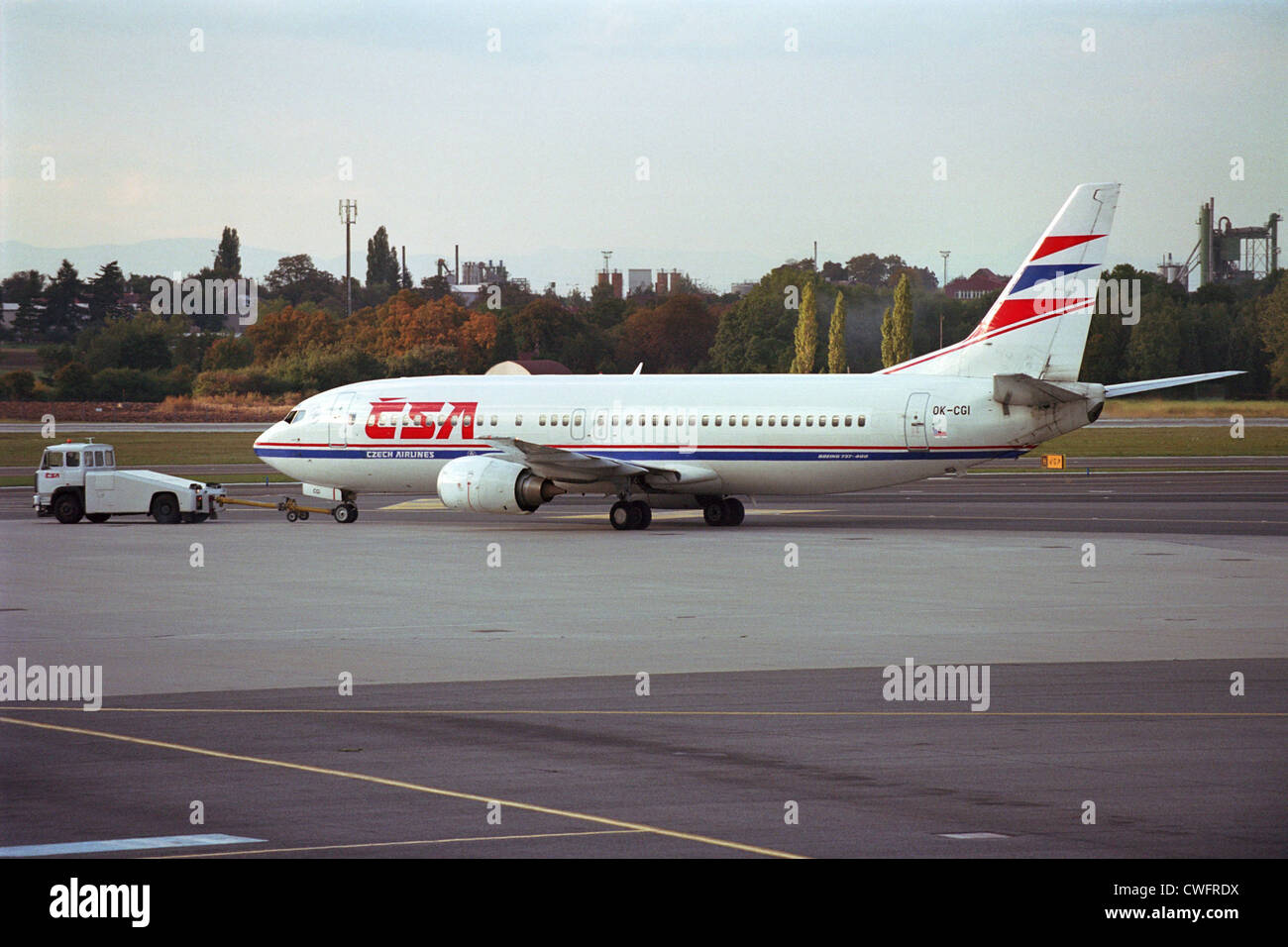 Aircraft of Czech Airlines at the airport in Prague, Czech Republic Stock Photo