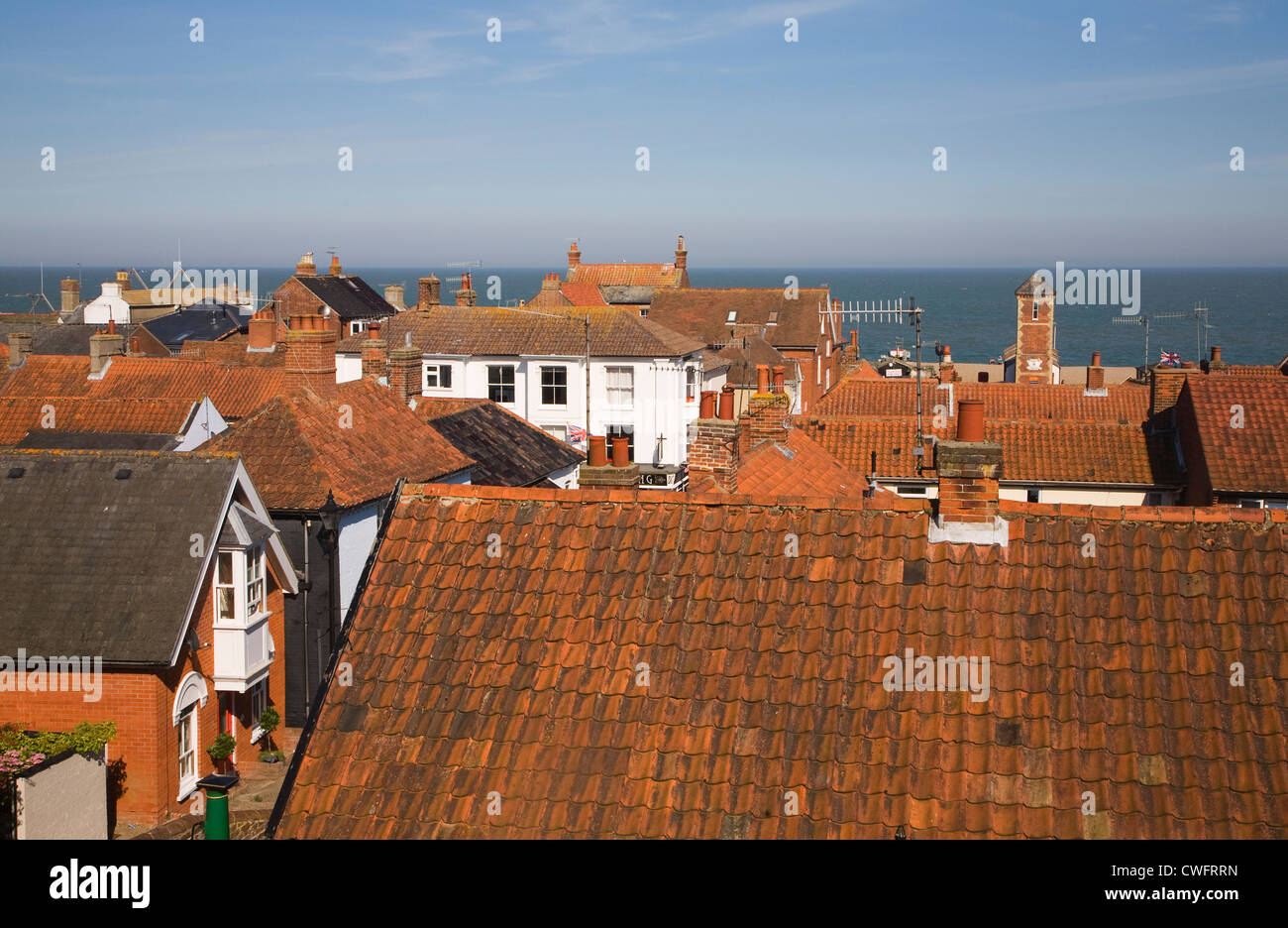 Rooftop view to North Sea Aldeburgh, Suffolk, England Stock Photo