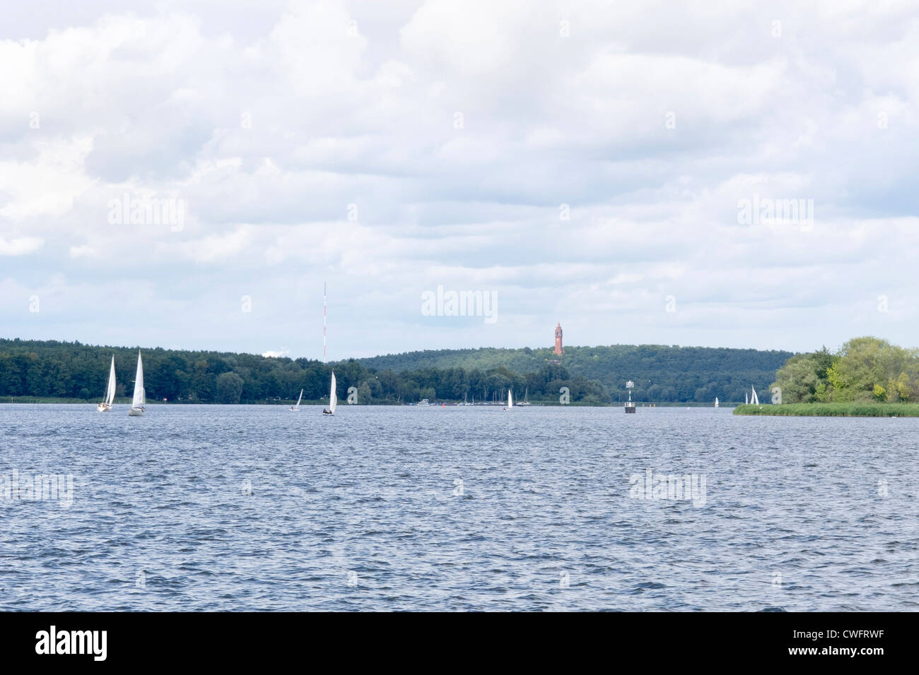 The Havel, Berlin, with the Grunewald and Kaiser Wilhelm Turm Stock Photo