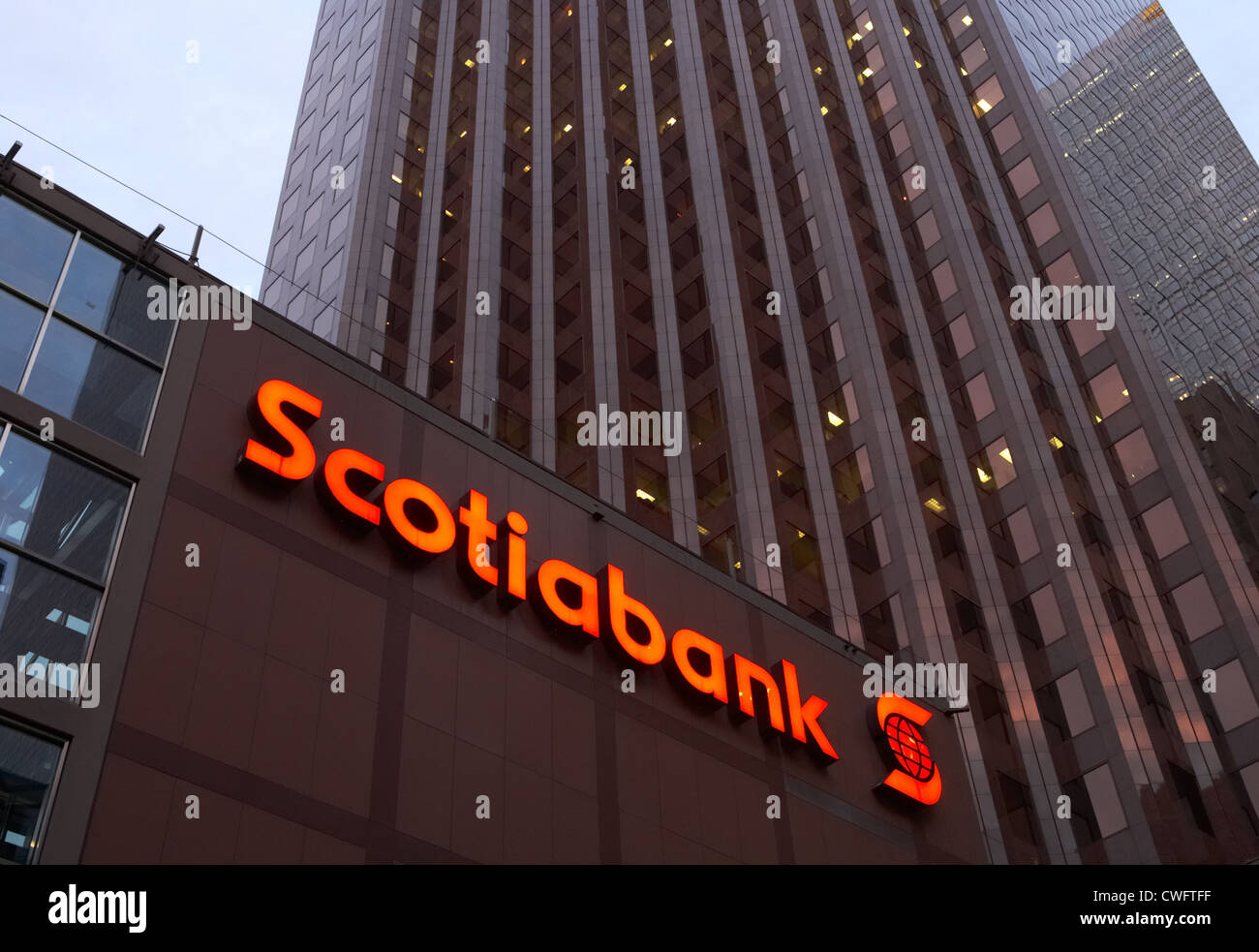 Toronto - Bank Tower of Scotiabank with company logo Stock Photo