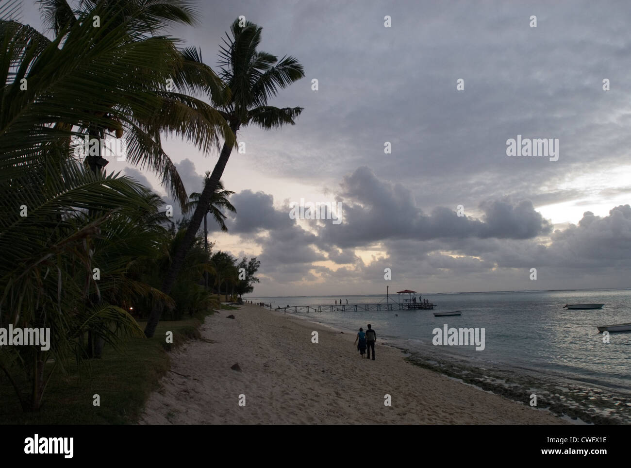 Evening beach at La Morne Brabant (Mauritius) Stock Photo