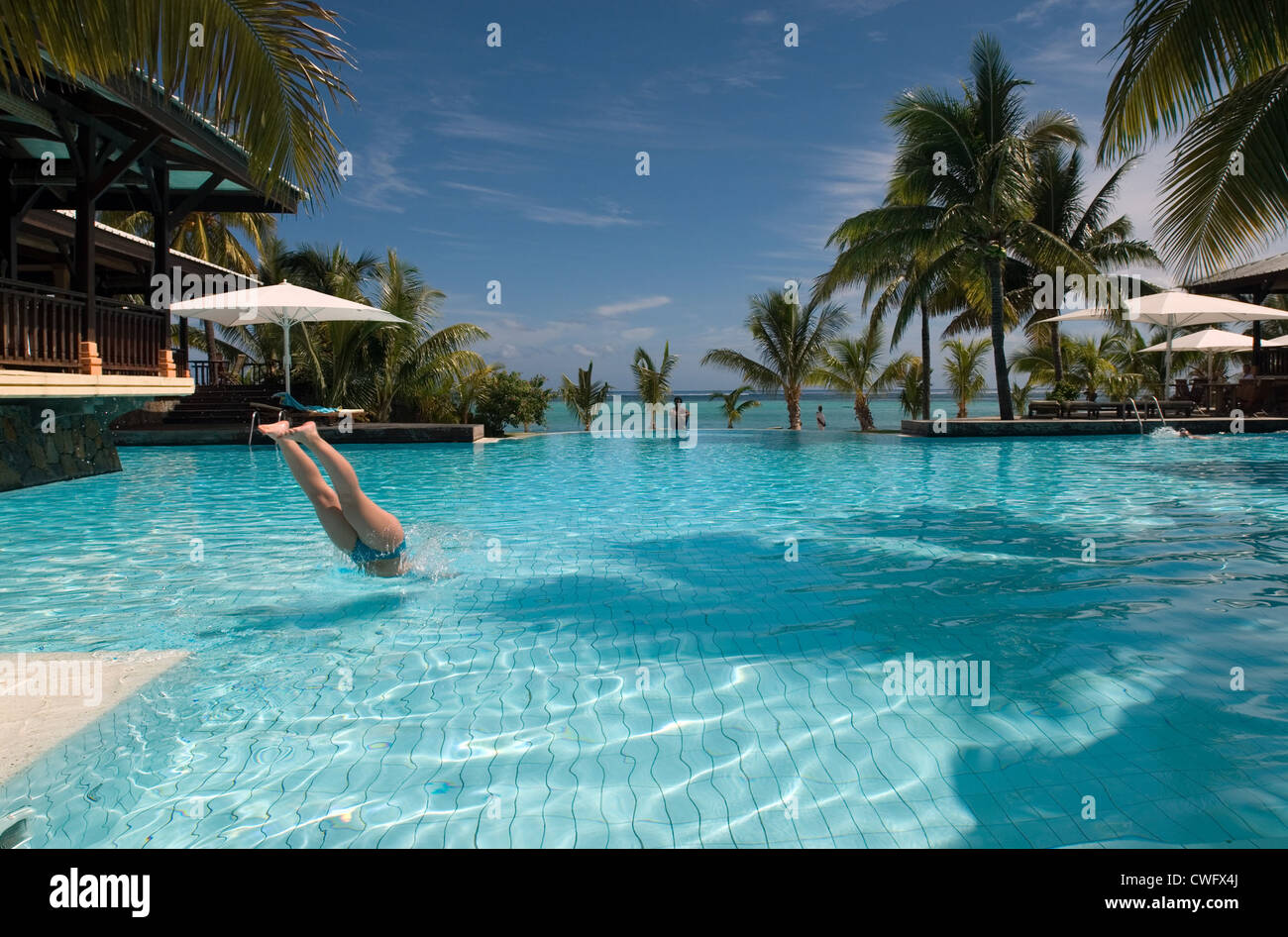 Swimming pool in Mauritius Stock Photo Alamy