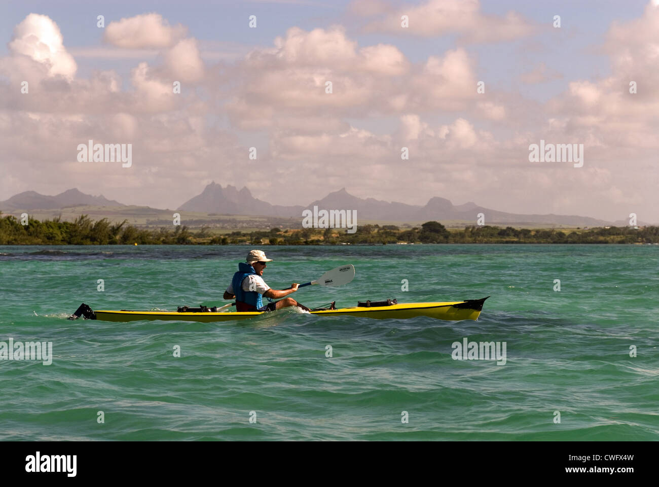 Sea kayaking in Mauritius Stock Photo Alamy