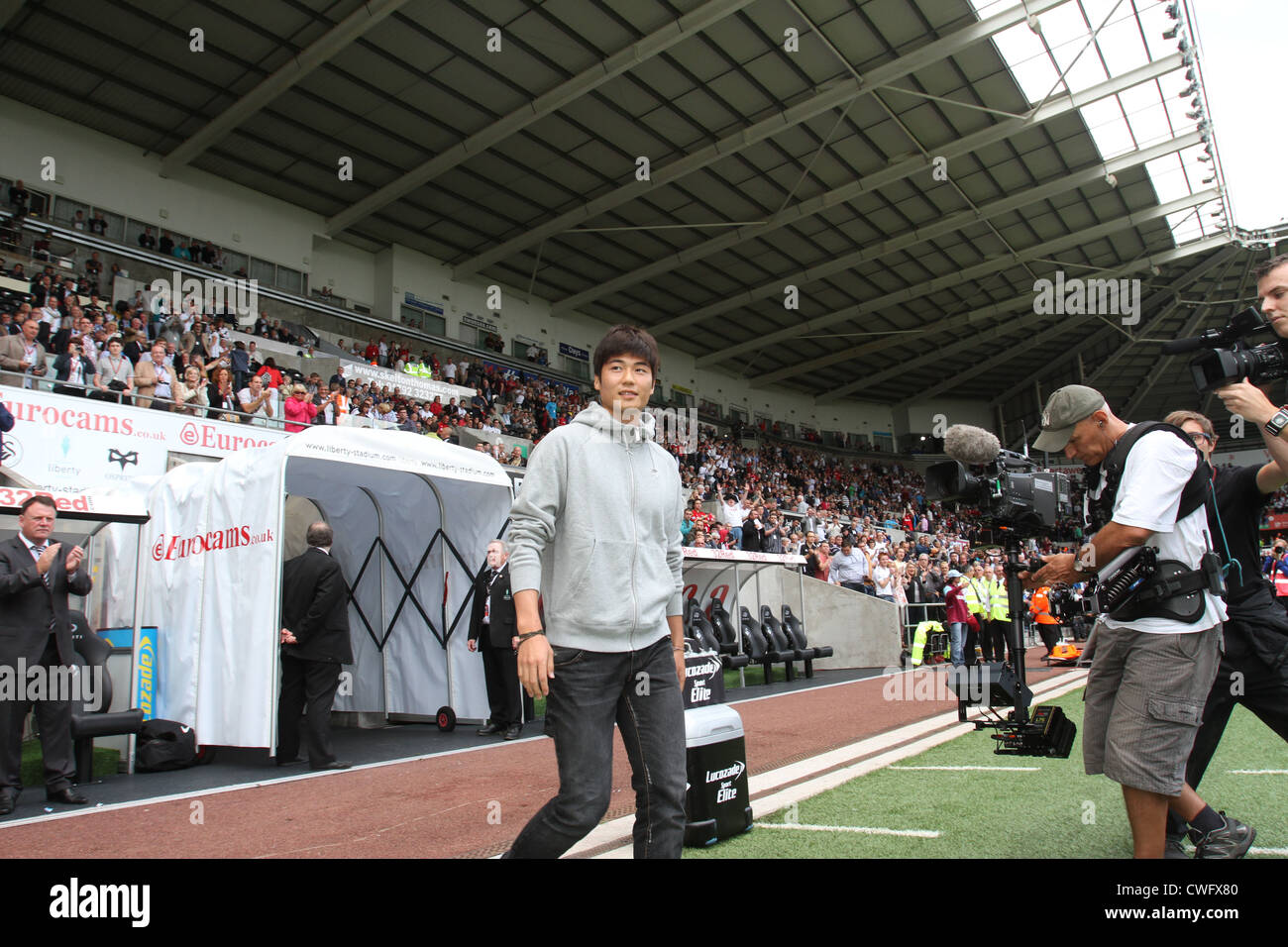 Ki Sung-Yueng is unveiled as new Swansea City Signing at the Liberty Stadium Stock Photo