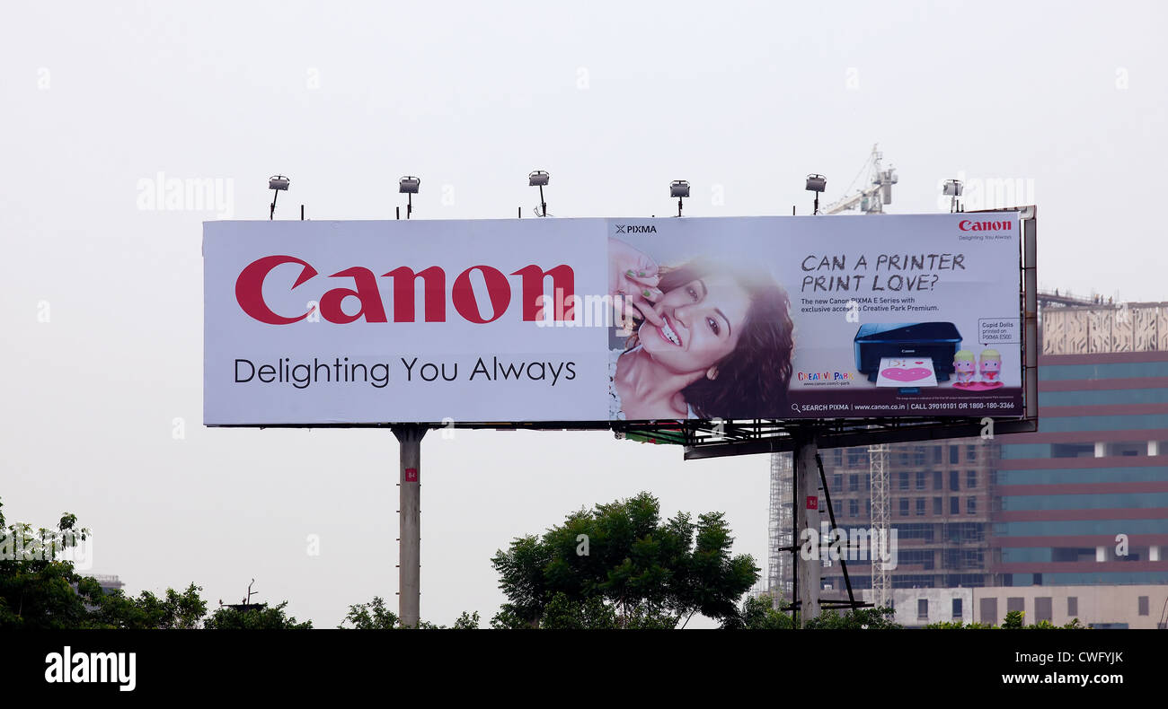 canon Advertising poster on road Stock Photo - Alamy