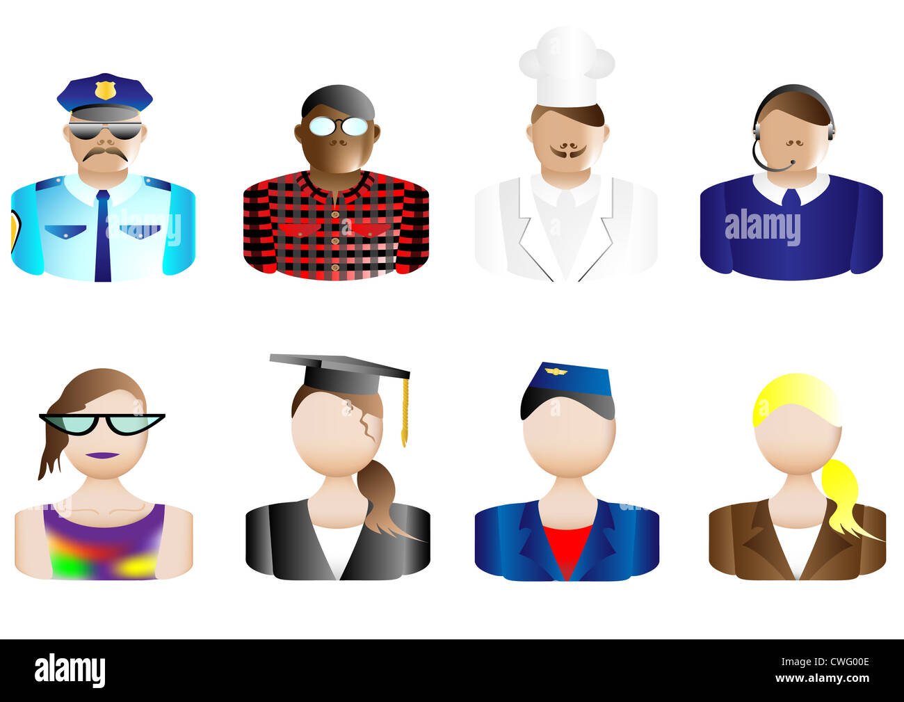 Occupations, Avatars & User Icons vector illustration Stock Photo