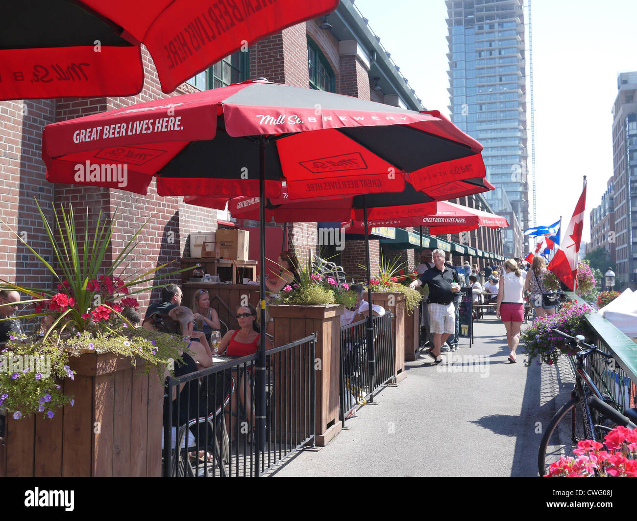 summer outdoor patio umbrella drinking beer Stock Photo Alamy