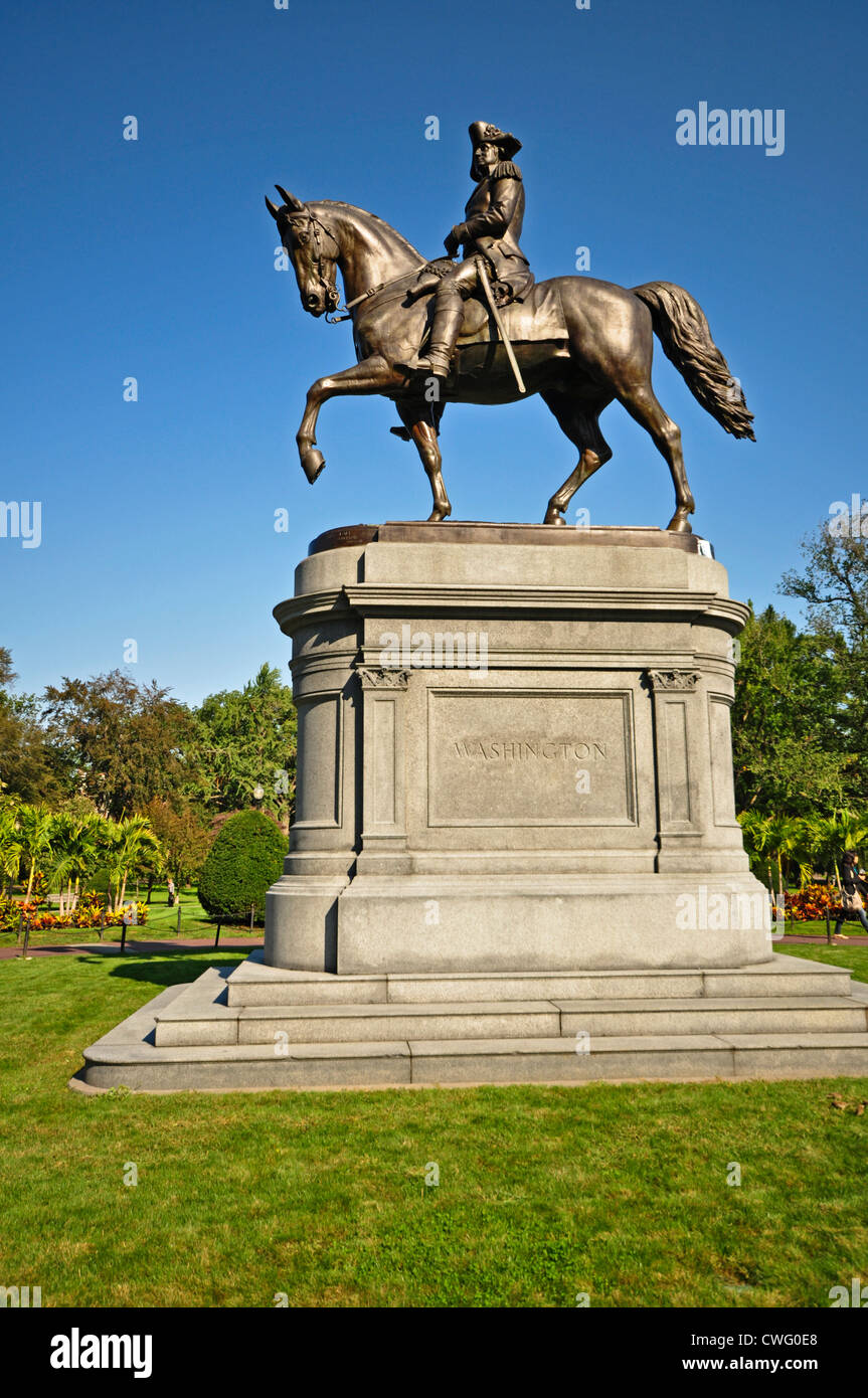 UNITED STATES OF AMERICA, USA, New England, Massachusetts, Boston, Boston Common, Statue of George Washington Stock Photo