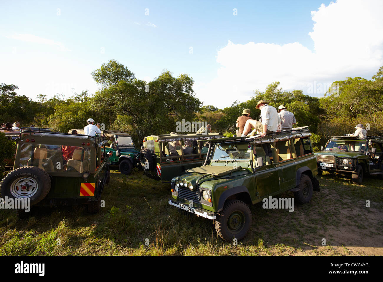 Jeep Safari tourism in Kenya Stock Photo