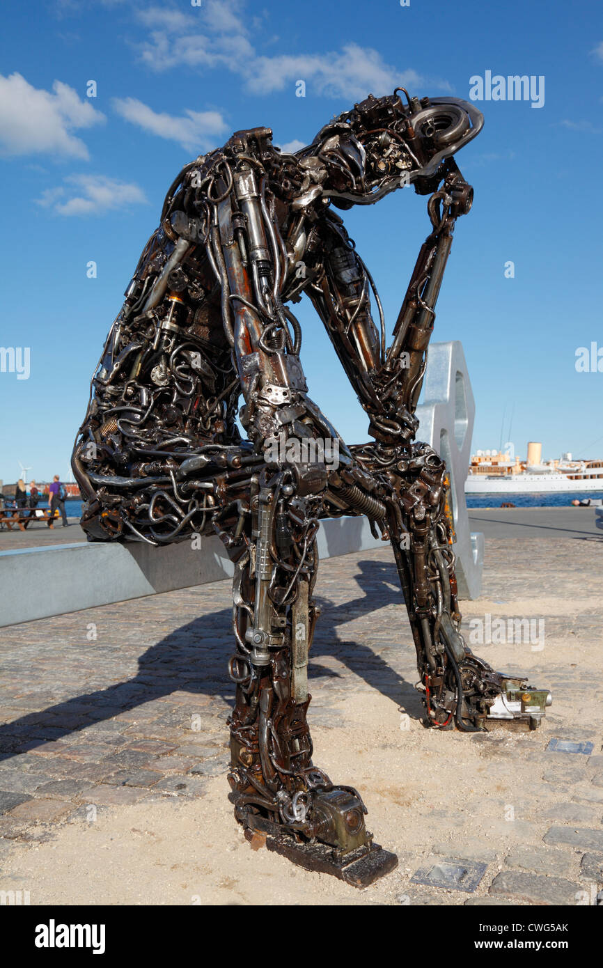 The controversial new permanent sculpture "Zinkglobal, the key to the future" at Nordre Toldbod in Port of Copenhagen, Denmark Stock Photo