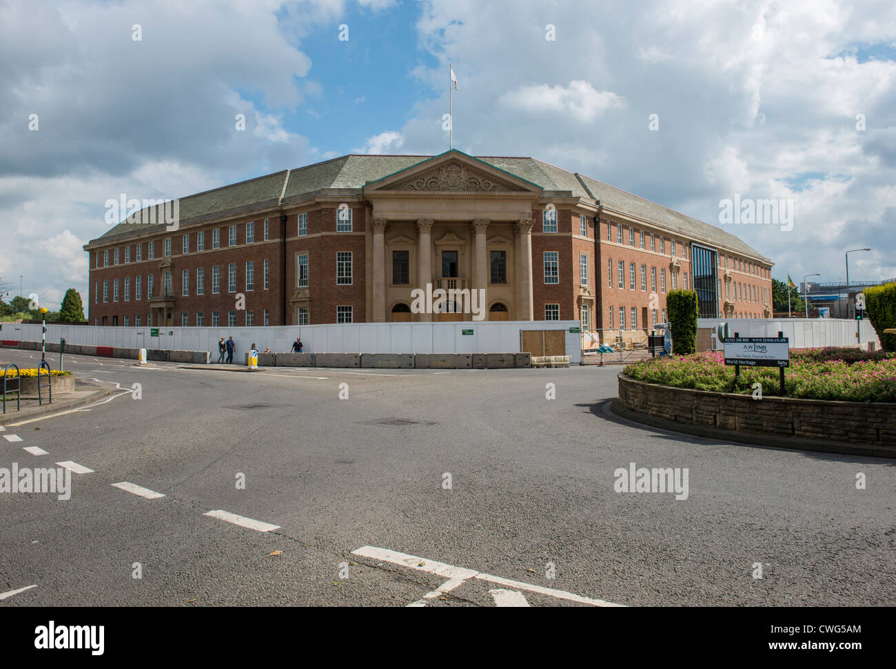 Derby Council House hoarded off for refurbishment work. Stock Photo