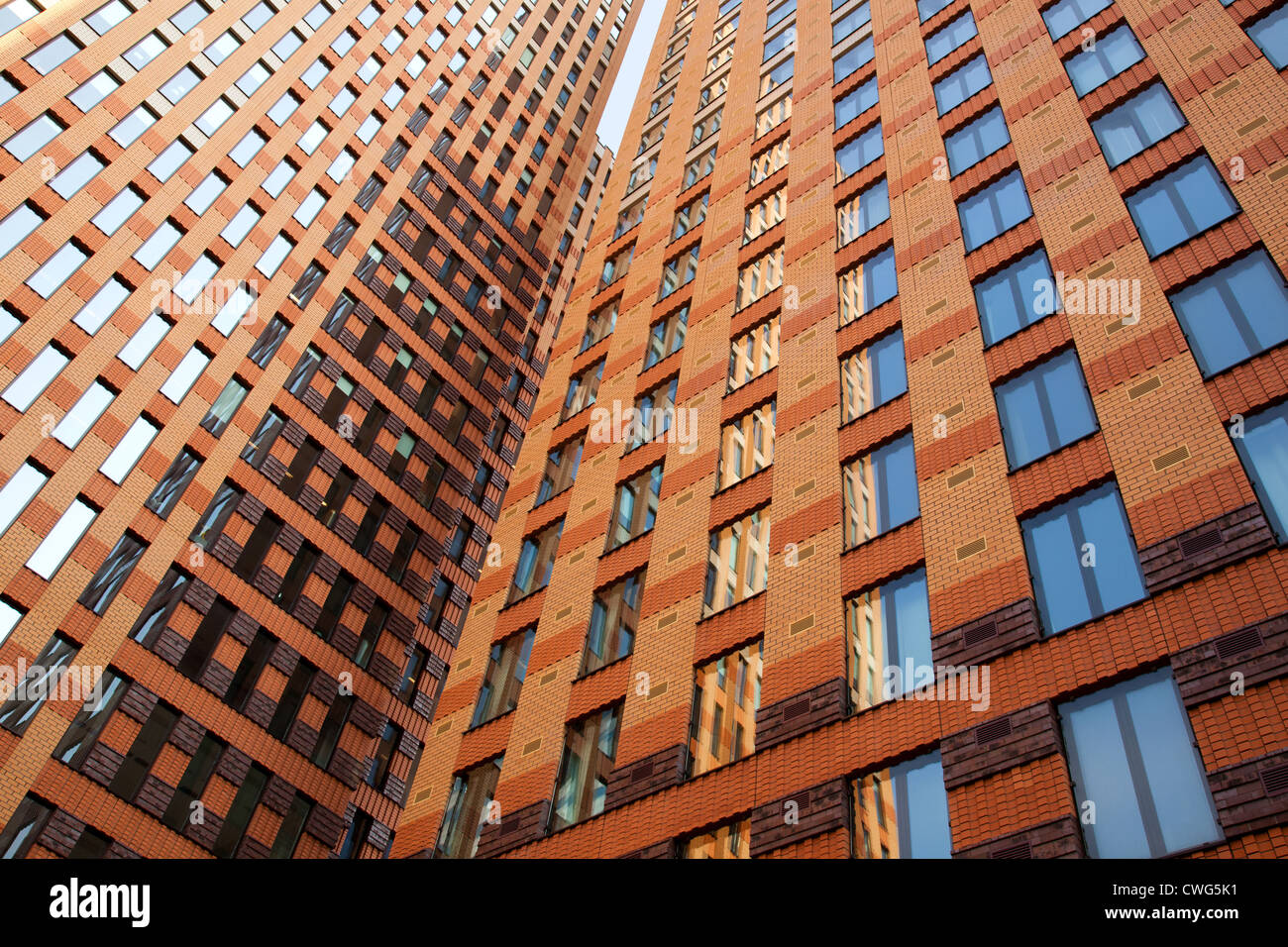 office buildings with brick and glass and reflections of sky Stock ...