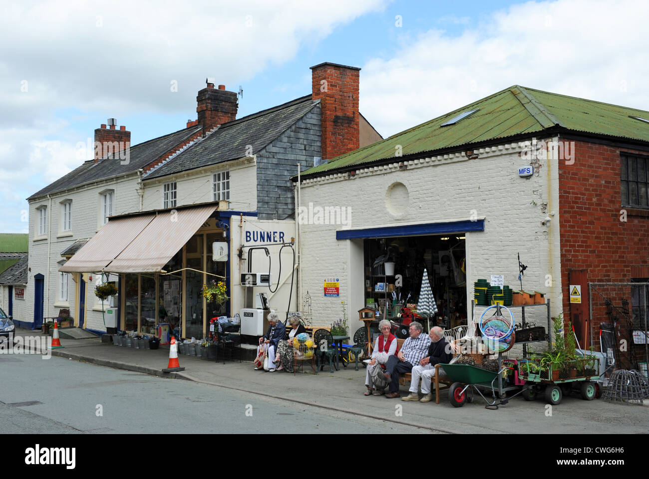 Traditional ironmongers shop called Bunner in Montgomery Powys Wales Uk Stock Photo