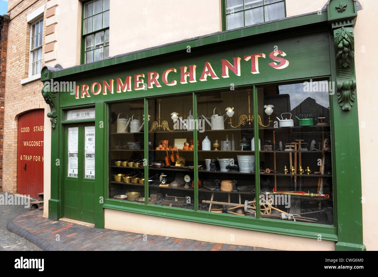 Old victorian style Ironmongers shop at Blists Hill Museum. Stock Photo