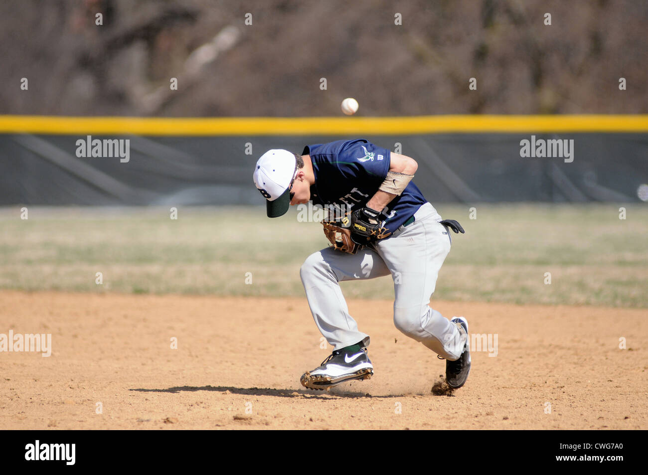 Baseball Middle infielder almost hit by ground ball high school game